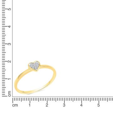 Diamonds by Ellen K. Fingerring 585 Gelbgold zweifarbig Herz Brillanten 0,025ct.