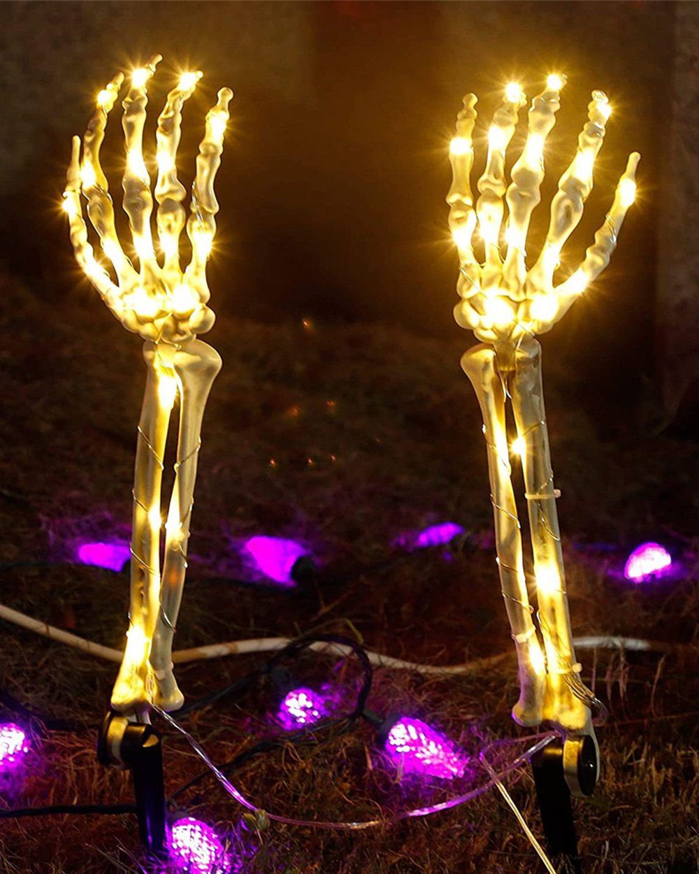Bar Skelett-Hände-Dekoration, Hof für Dekorative Lichterkette House LED Haunted Halloween Halloween-Skelett-Dekorationslichter, Party