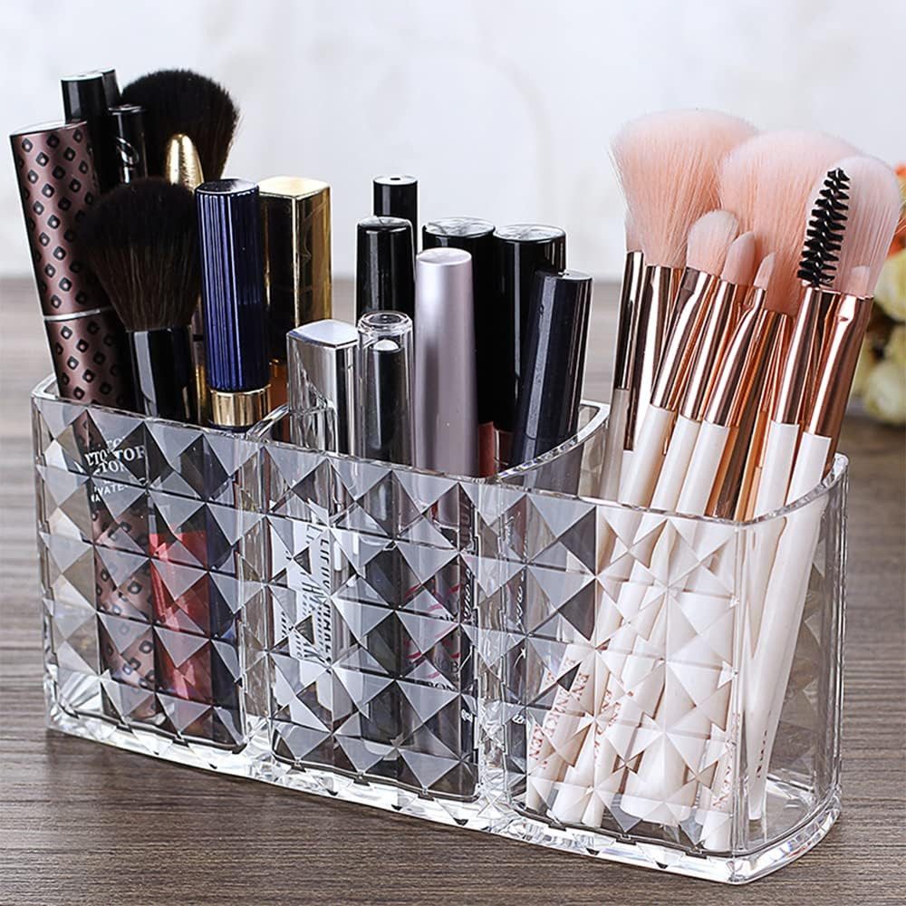 Kofferorganizer Kosmetik Organizer Acryl 3 Fächer Pinselhalter Make up Halter