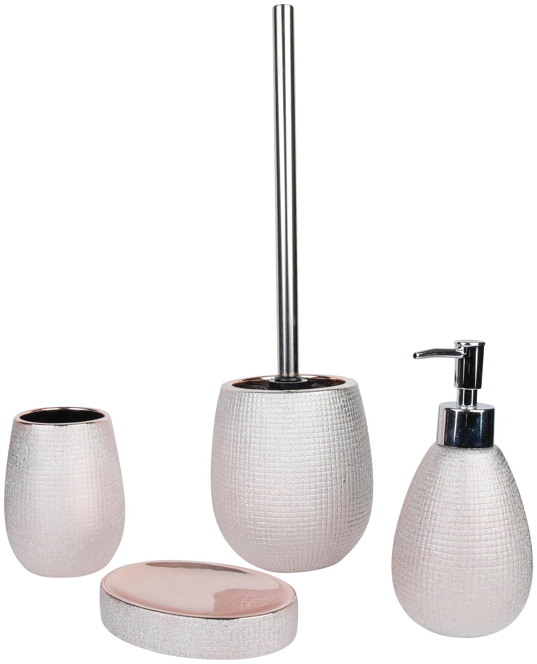 rosegold Seifenschale, Zahnputzbecher, und Badaccessoire-Set Hollywood, axentia WC-Garnitur tlg., Seifenspender 4