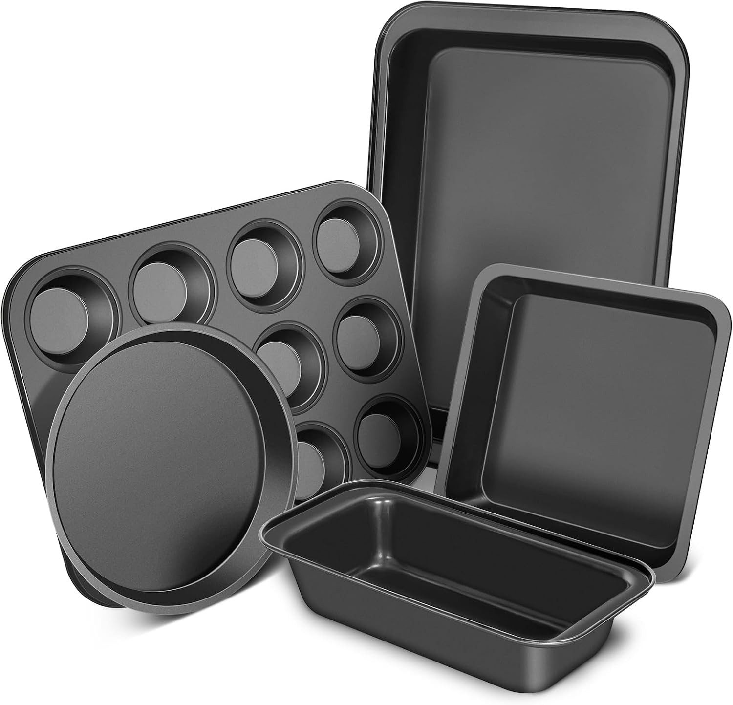 FELIXLEO Backform CasaCulina Backformen Set 5 teilig Antihaft Backformen Schwarz