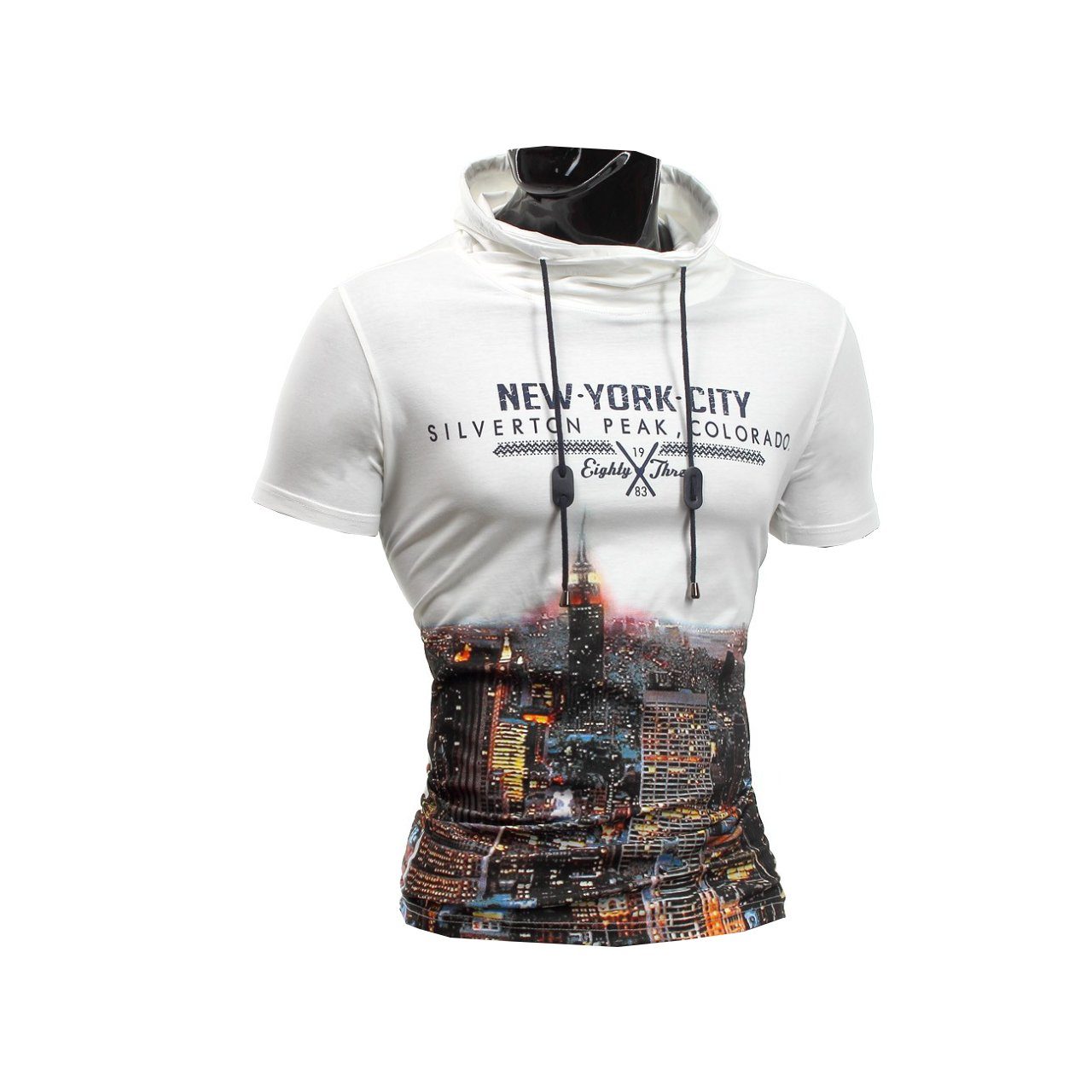 Egomaxx T-Shirt T-Shirt City 4 ID1217 High Weiß Neck 1217 (1-tlg) Silverton Farben in