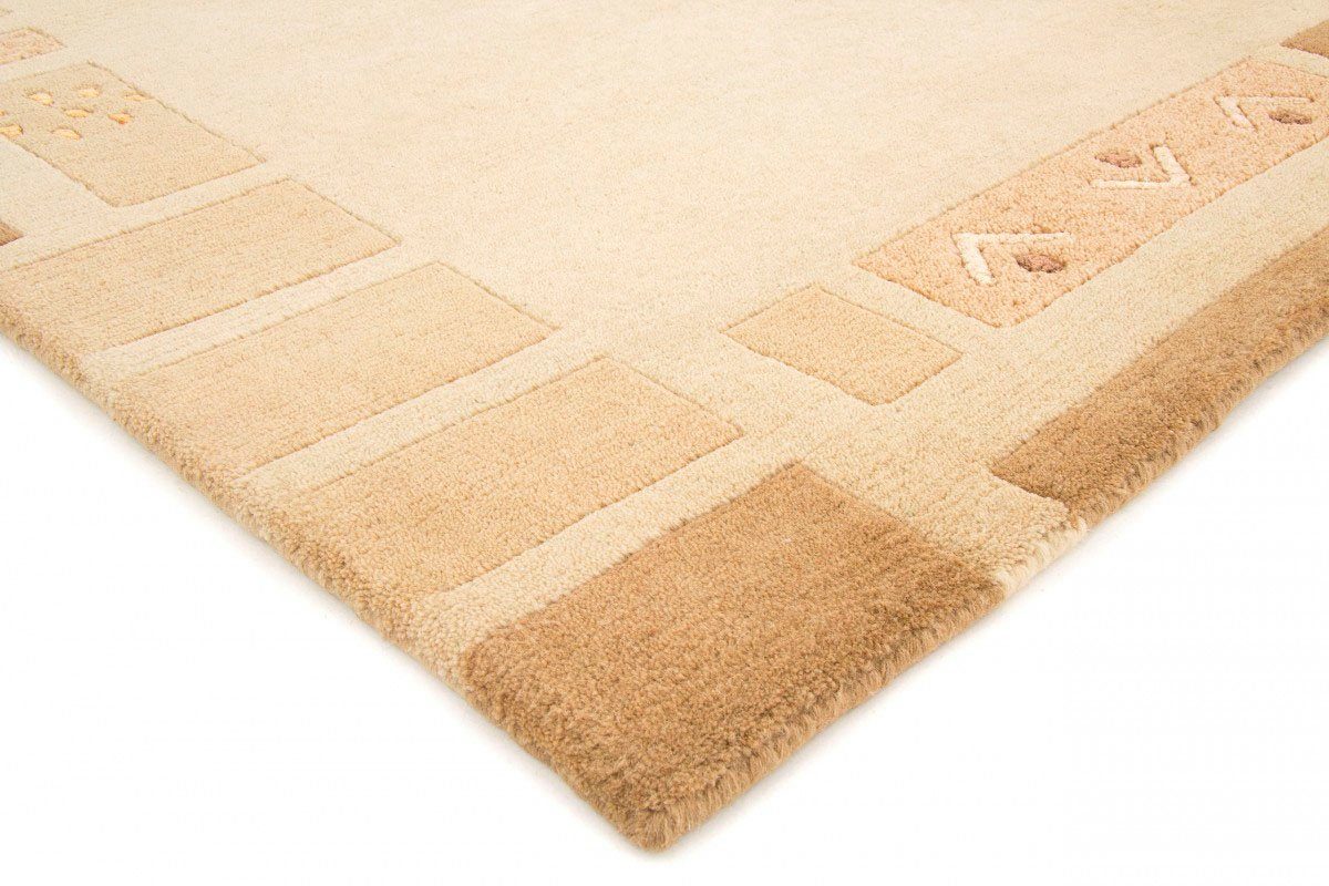 Wollteppich Nepal Höhe: rechteckig, reine beige Wolle, mm, 20 Jaipur, handgeknüpft, Wohnzimmer carpetfine