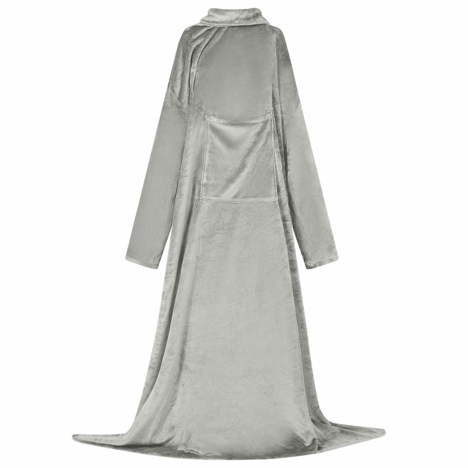 Unisex-Bademantel Decken-Hoodie Grau F Flanell