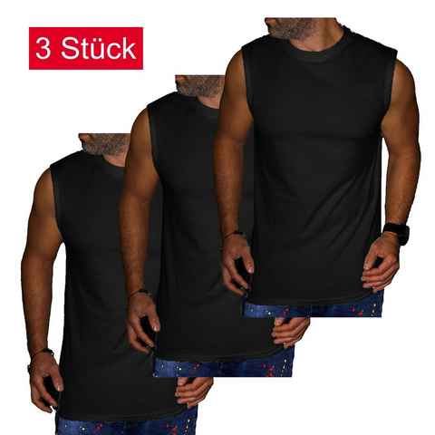 RMK Unterhemd Unterhemd Muscleshirt Tanktop Ärmellos Shirt Uni Farben (Packung, 3er-Set) aus reiner Baumwolle, mit Rundhalsausschnitt