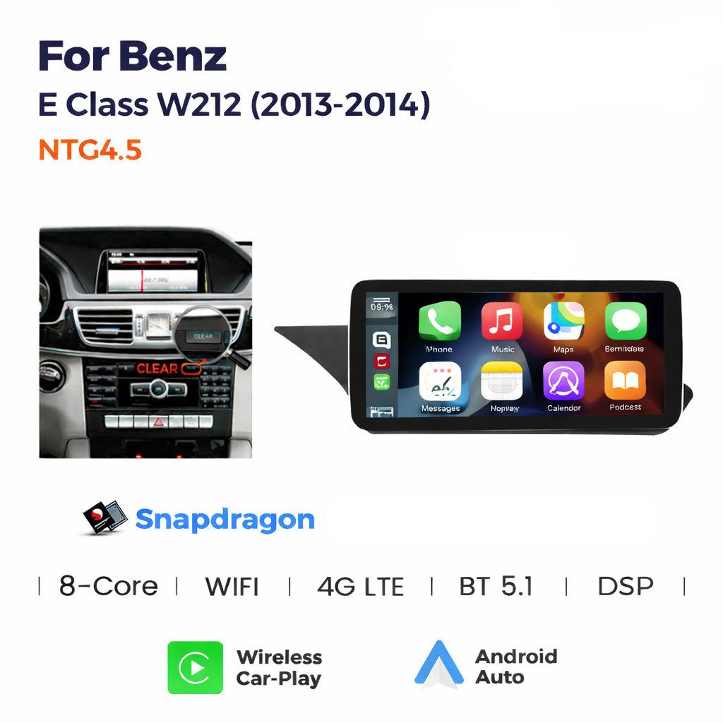 GABITECH Android 14 GPS Navi für Mercedes Benz E Klasse W212, S212 NTG 4.5 Autoradio (FM / AM-Radio, RDS, DAB+ Optional, 10.3 zoll. Baujahr 2013-2014. Drahtlos Carplay und Android Auto)