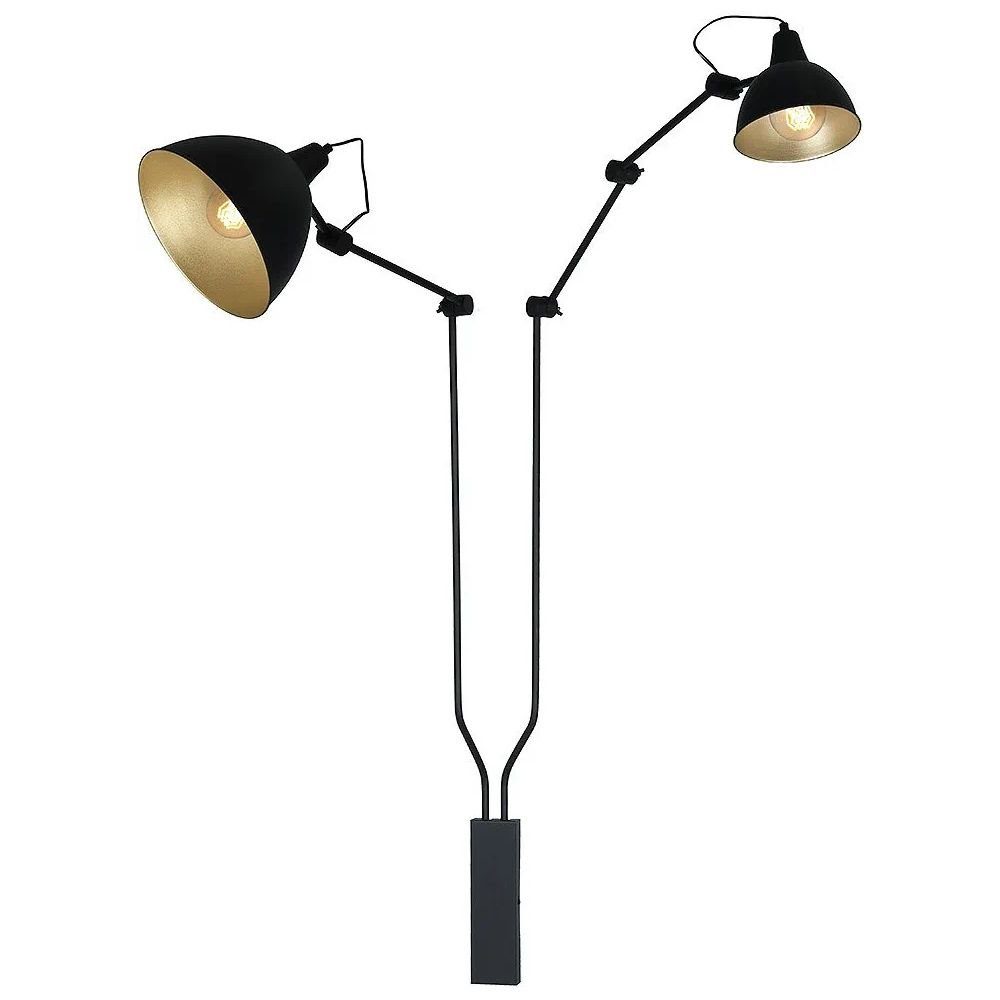 Licht-Erlebnisse Wandleuchte AIDA, ohne Leuchtmittel, Wandlampe Schwarz Gold modern flexibel E27Leselampe Lampe