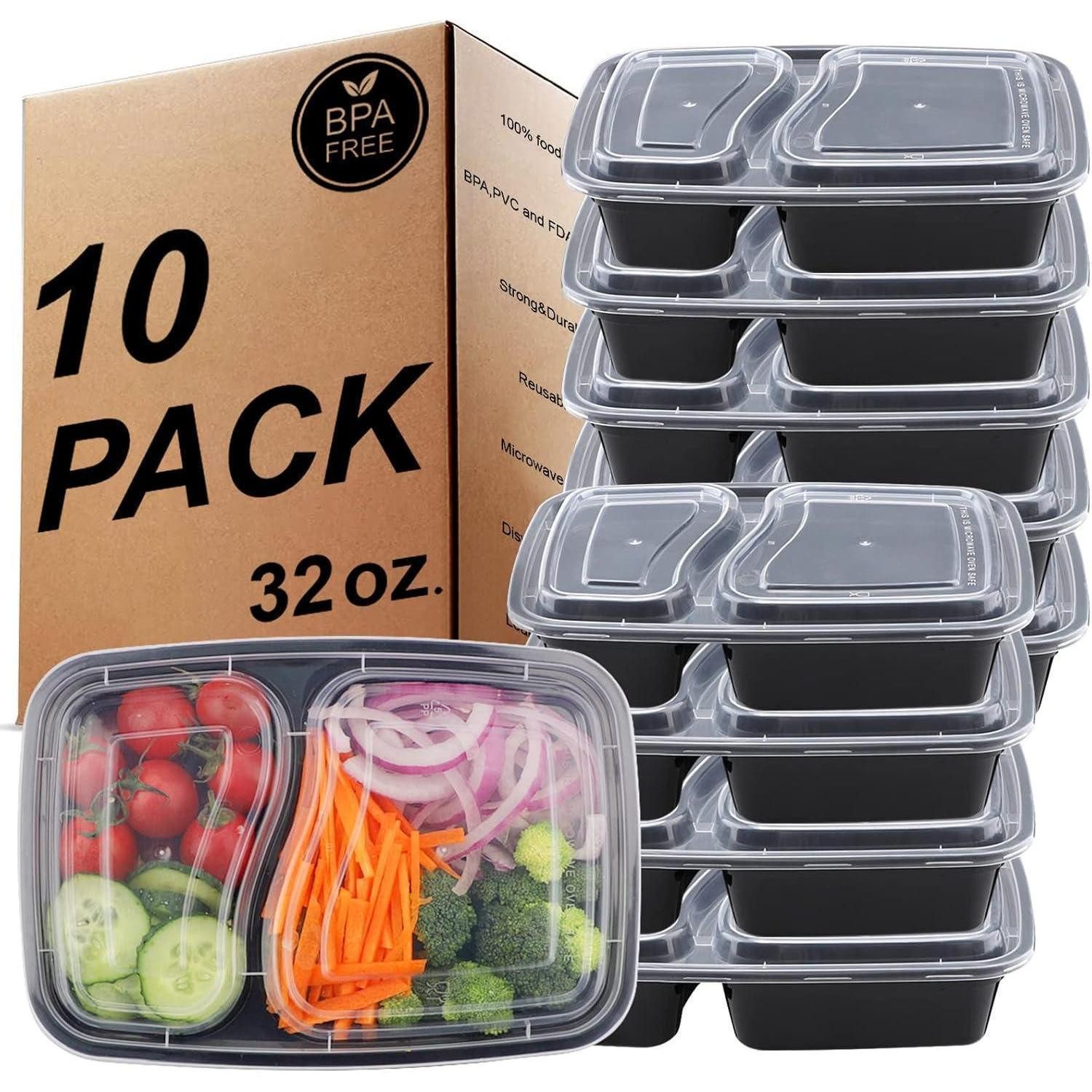 LuxusKollektion Lunchbox Lunchbox 2 Fächer Bento Kunststoff BPAfrei 2 Compartment 10 Pack