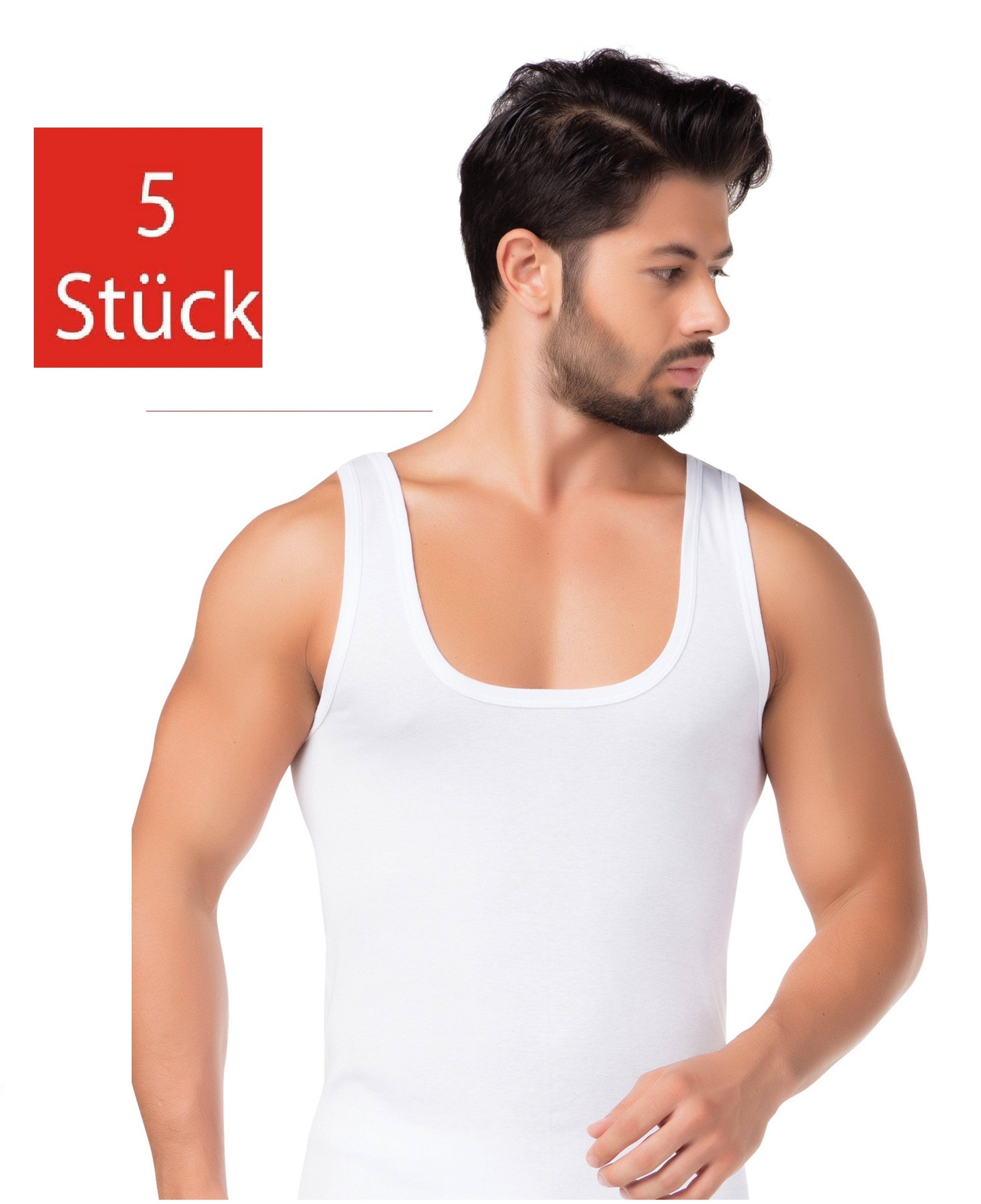 DDOnlineShop Unterhemd Herren Tank Top Achselshirt 5er Pack Feinripp Schwarz-Weiß (Spar-Set, 5-St., 5er-Pack) 100% Baumwolle A1004