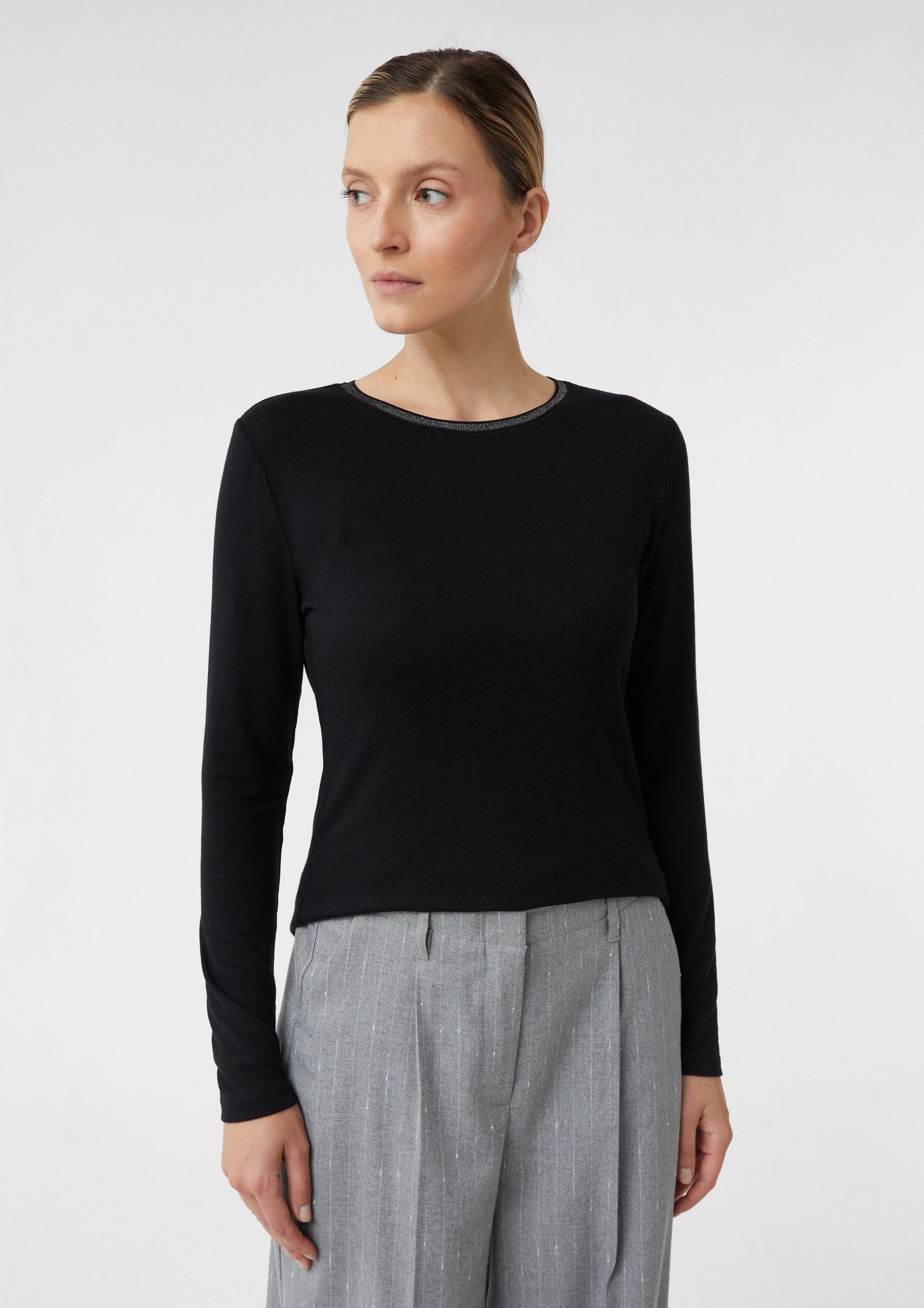 comma Langarmshirt T-Shirt Longsleeve im Slim Fit mit Glitzer-Detail günstig online kaufen