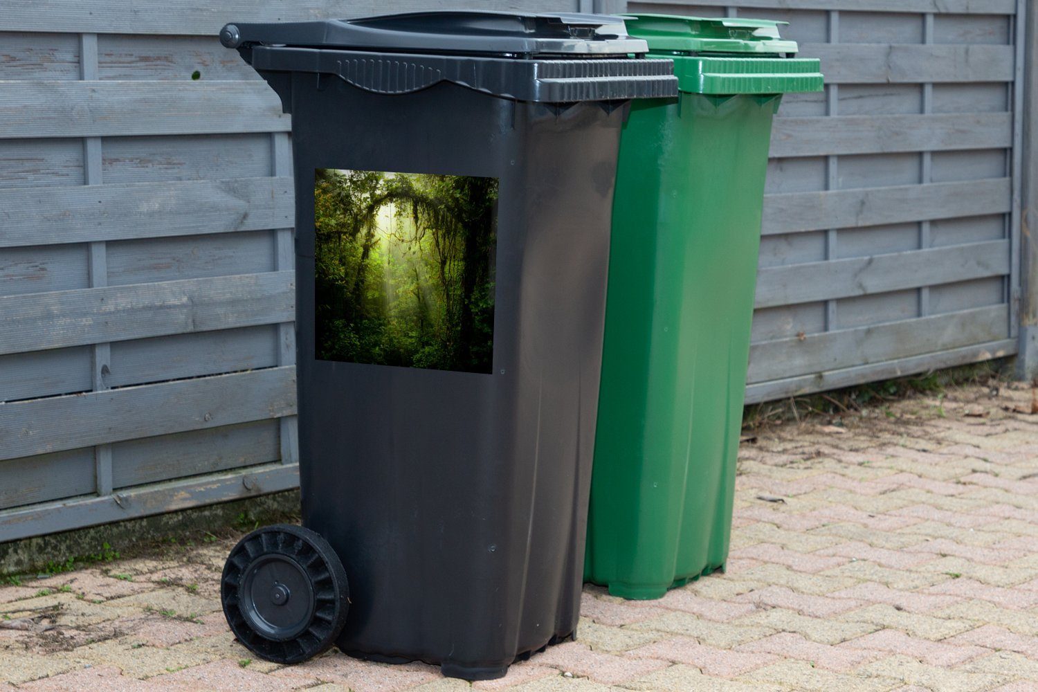 des (1 Bild Costa Rica Sticker, MuchoWow Regenwaldes Mülleimer-aufkleber, Mülltonne, Abfalbehälter Container, von St), Grün Wandsticker getöntes