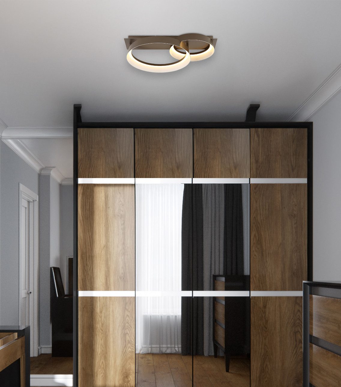 GLOBO LIGHTING Deckenleuchte SYRAKUS, LED fest integriert, Warmweiß, Deckenleuchte Kaffee, Kunststoff opal, LED 24W, 3000K