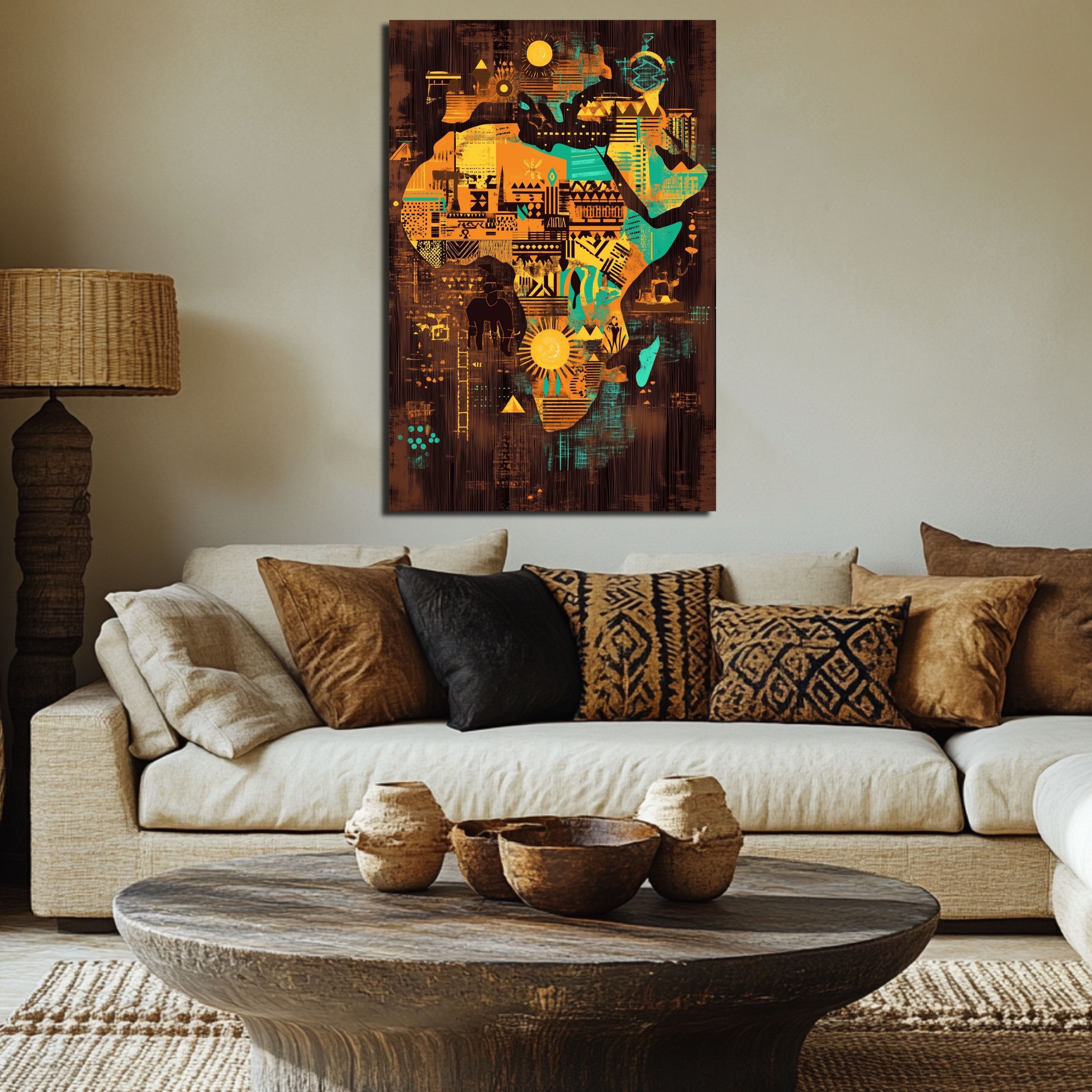 DARO Design Leinwandbild Modern Abstrakt Wandbilder XXL Wandbild Wand Deko Leinwand Bilder, (Kontinent Afrika - Bild Groß Wohnzimmer Schlafzimmer Küche Esszimmer Einteilig Querformat Fotodruck Leinwände Wanddeko Abstrakte Kunst Boho), 30x20cm