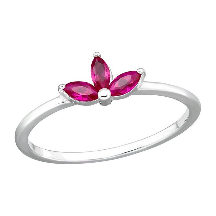 BUNGSA Fingerring Ring Kristallblüte pink aus 925 Silber Damen (Ring 1-tlg) Frauen Mädchen