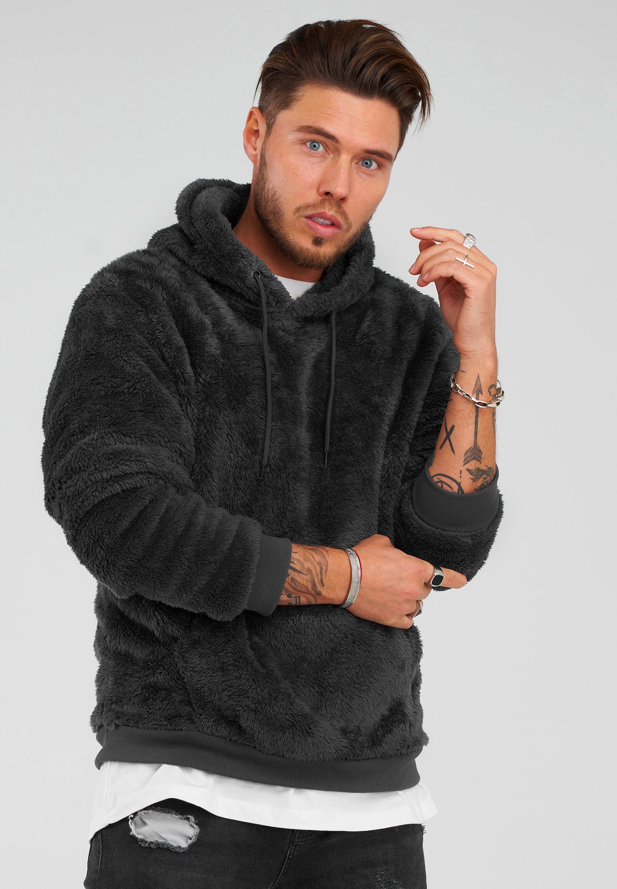 behype Kapuzensweatshirt HOOD aus weichem Teddyfleece