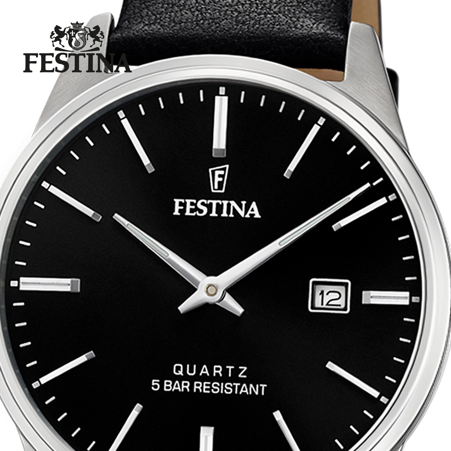 Festina Quarzuhr Festina Elegant Herren Uhr F20512/4, (Analoguhr), Herren Armbanduhr rund, Lederarmband schwarz, Elegant