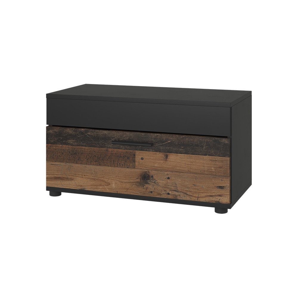 Vicco Bücherregal Berno, Schwarz/Oldstyle/Oldstyle, 70.8 x 38.9 cm mit Klap günstig online kaufen