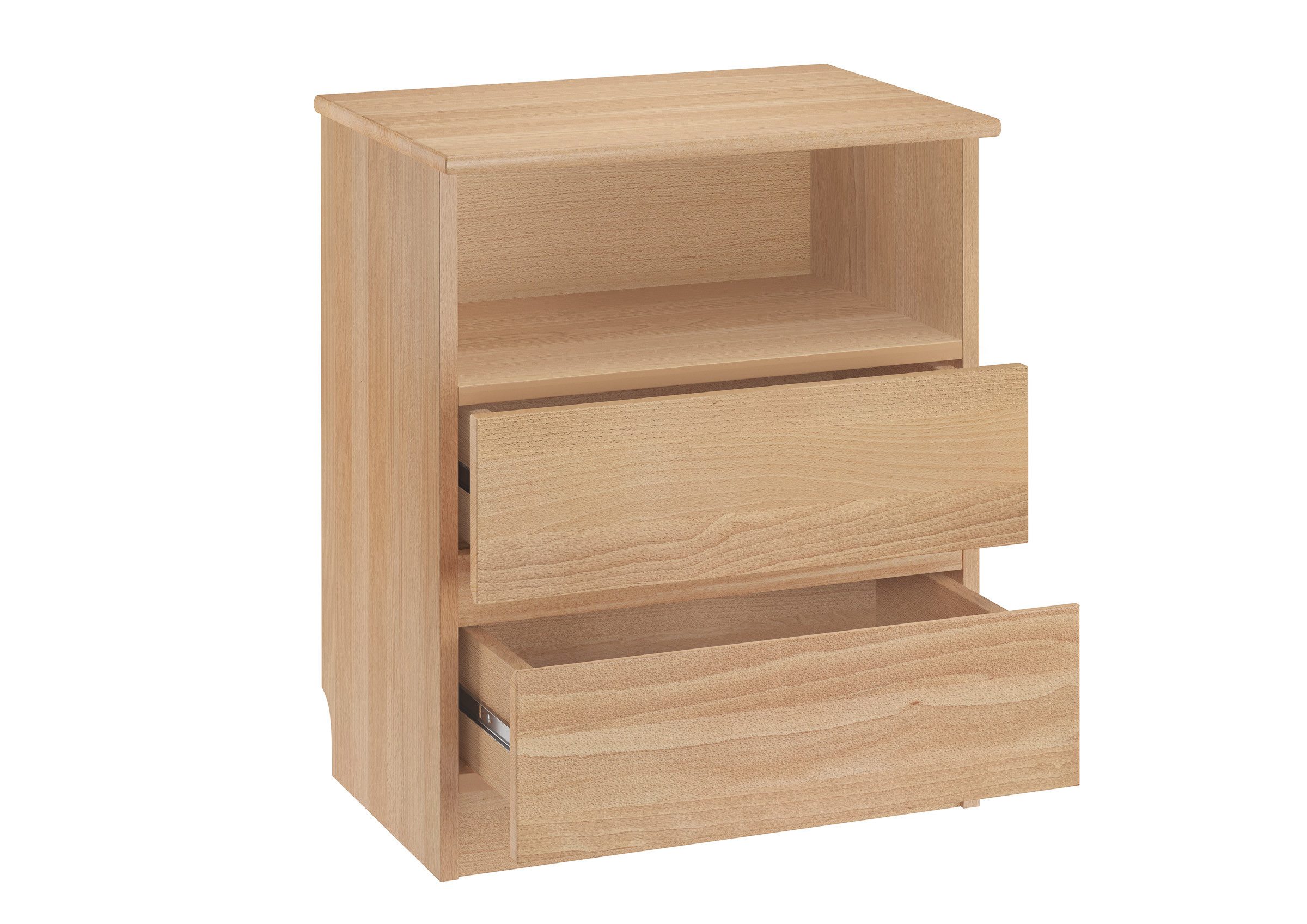 ERST-HOLZ Nachtkommode Nachttisch Schubladenkommode mit Zwei Auszügen Buche, 90.20-K45 - Nachttisch Buche
