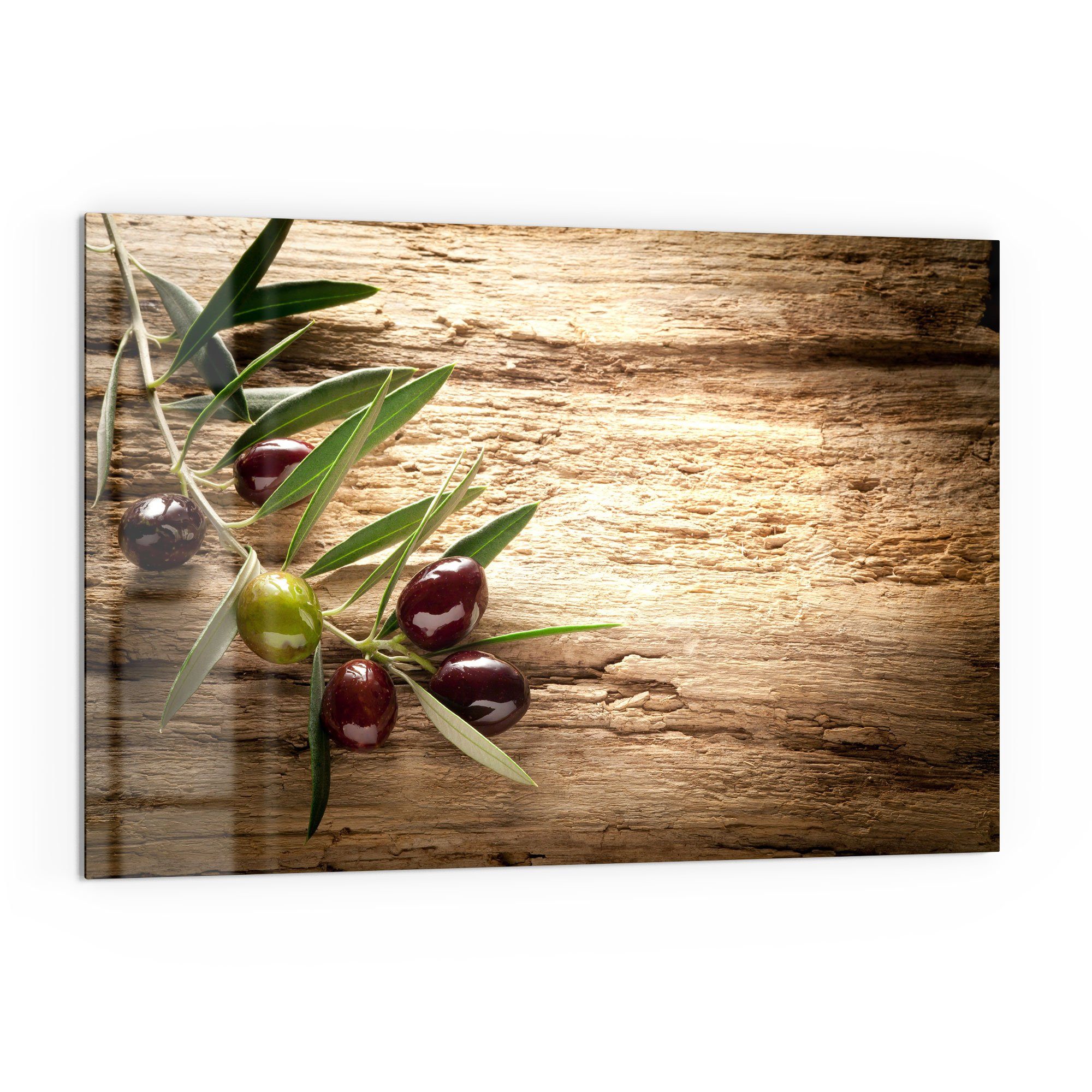 DEQORI Küchenrückwand 'Dekorativer Olivenzweig', Glas Spritzschutz Badrückw günstig online kaufen