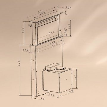 Klarstein Deckenhaube Serie CGCH3-RoyalFlush-M Royal Flush Eco, Tischabzugshaube Kochfeld Dunstabzugshaube Umluft Abluft Einbau