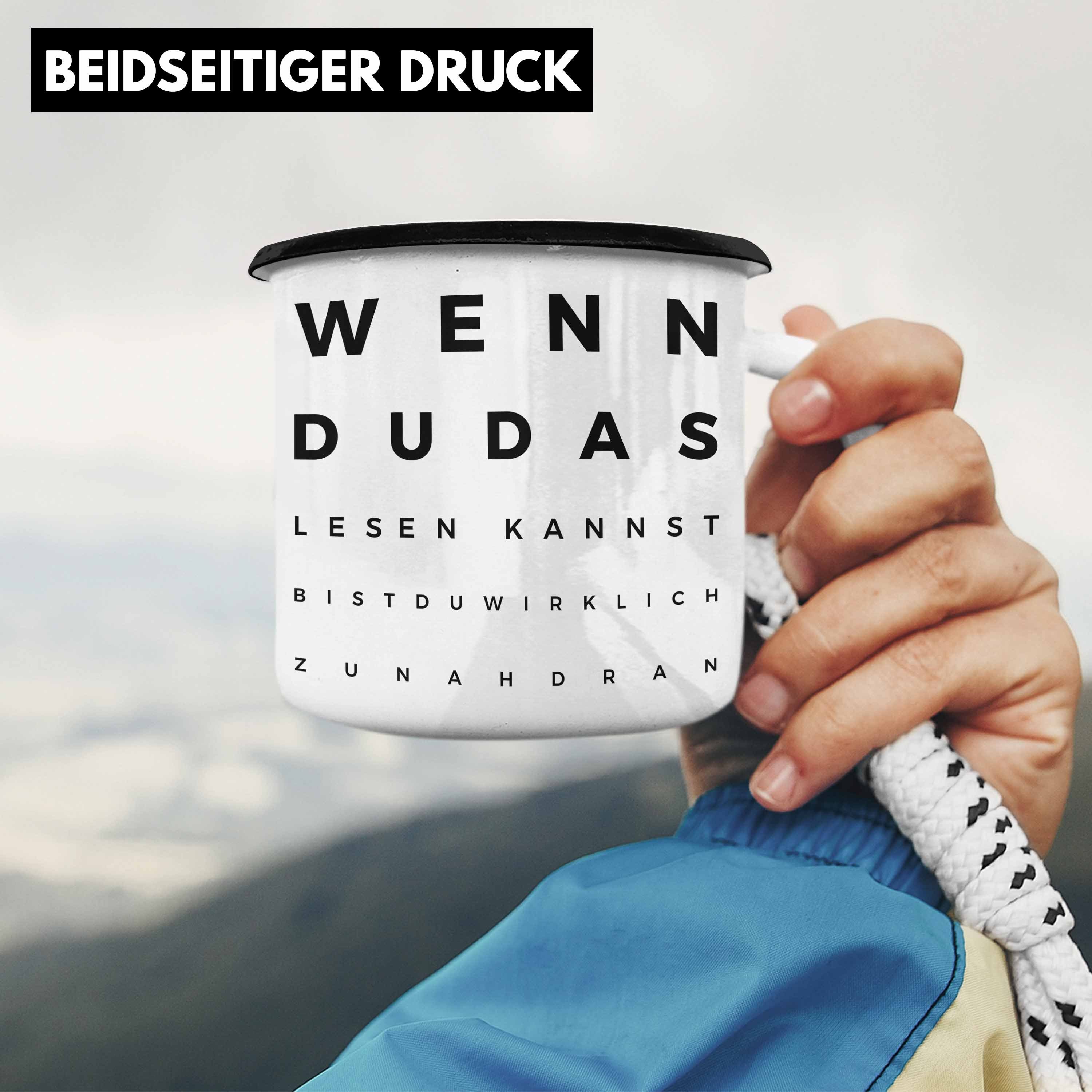 Tasse Schwarz Geschenk Meister Meisterin Thermotasse Emaille Lustiger Spruch Augenarztpraxis Trendation Geschenke - Trendation Optiker Augenarzt Optikerin