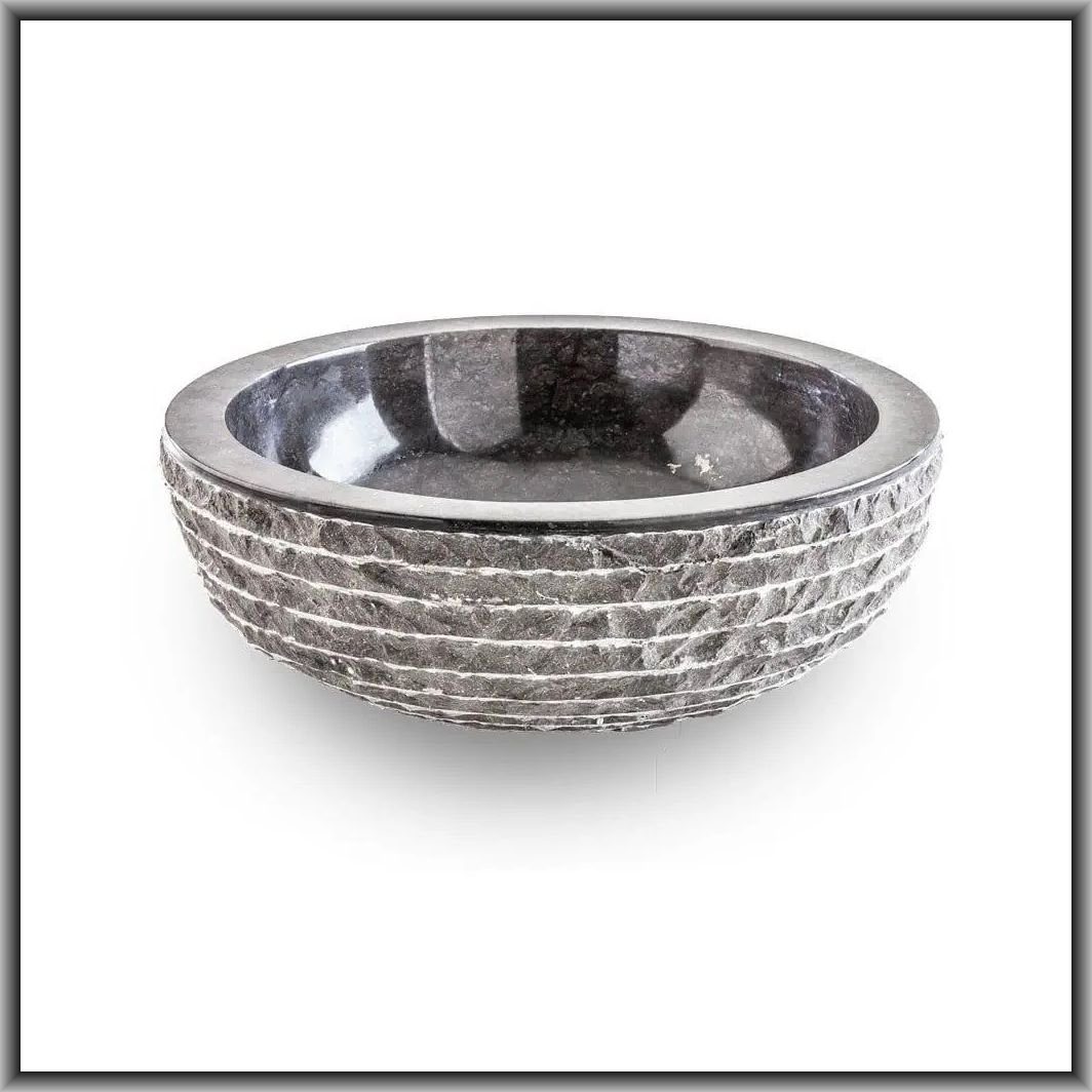LebensWohnArt Aufsatzwaschbecken Marmor Waschbecken MARMO rund 40cm Grau An günstig online kaufen