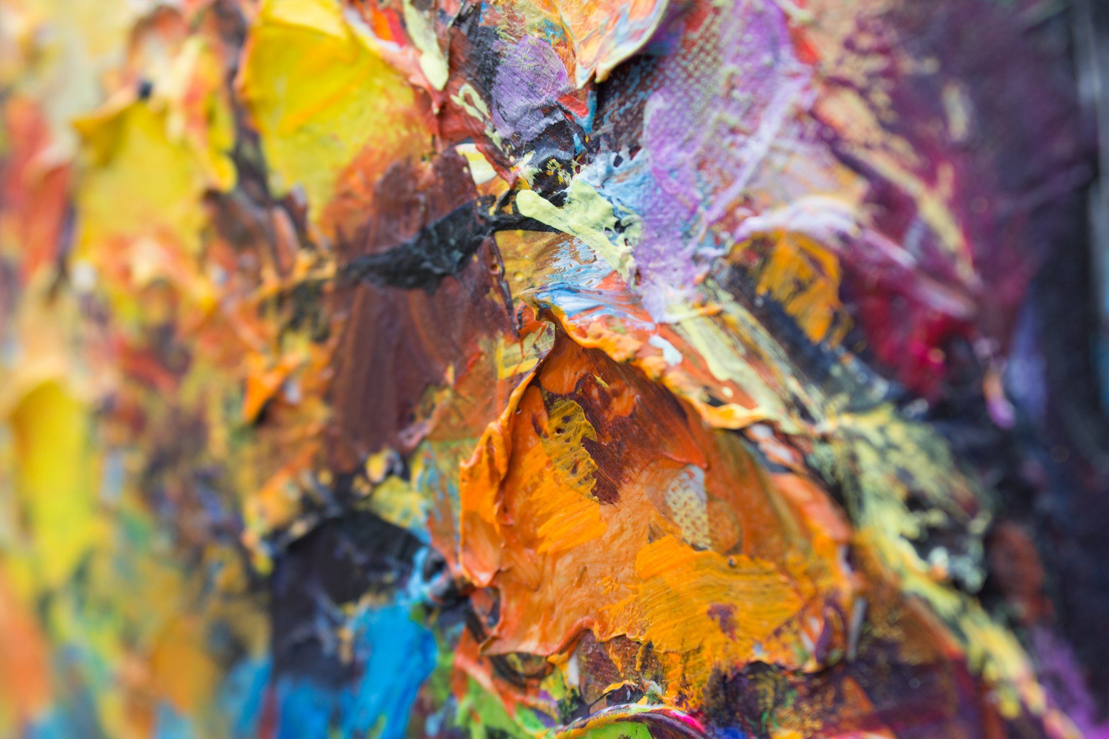 YS-Art Gemälde Herbstliche Allee, Menschen, Paar Regenschirm Leinwand Bild Handgemalt Allee Baum