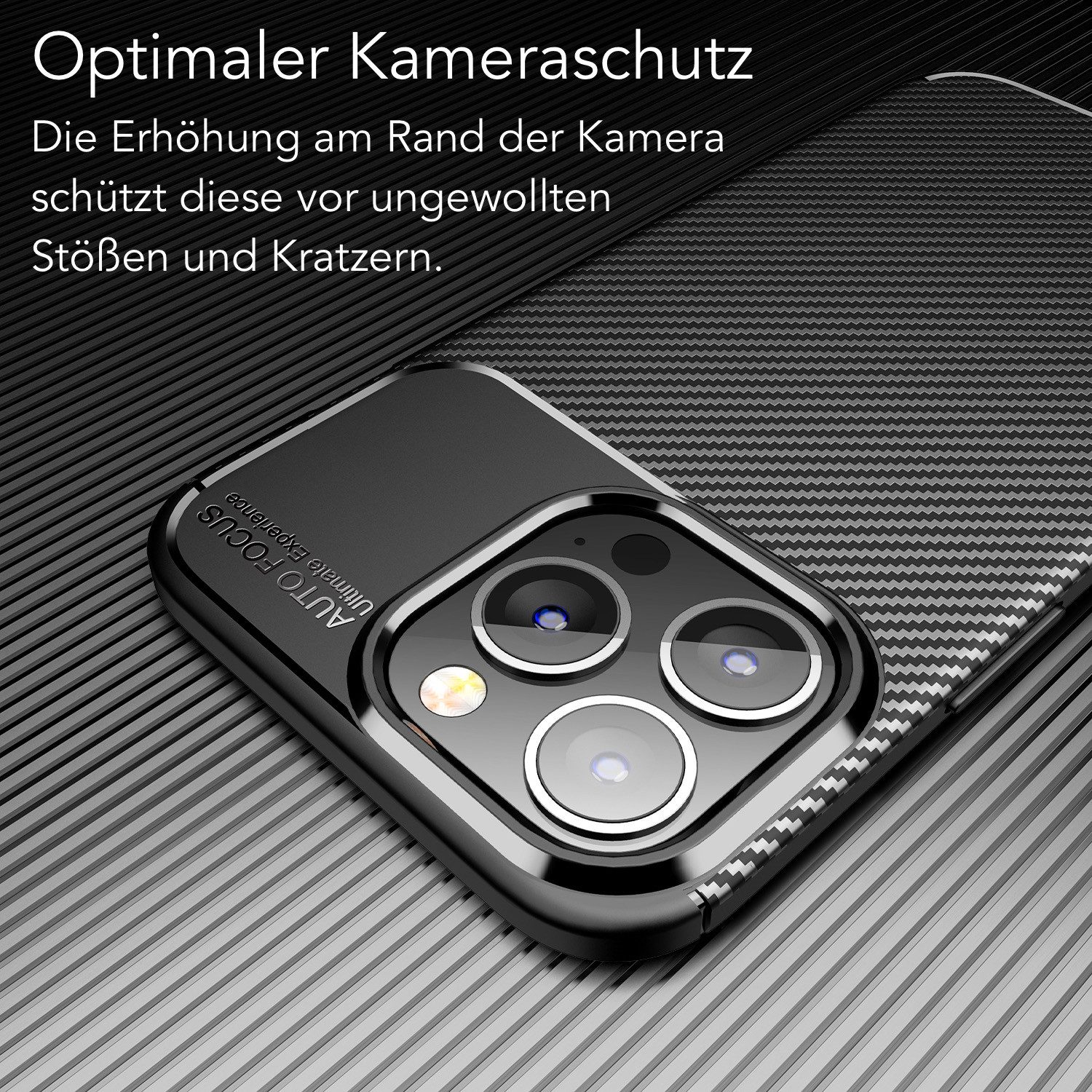 AVANA Handyhülle für iPhone 15 Pro Max Hülle Silikon Schutzhülle Slim Case Cover Bumper, Carbon Optik