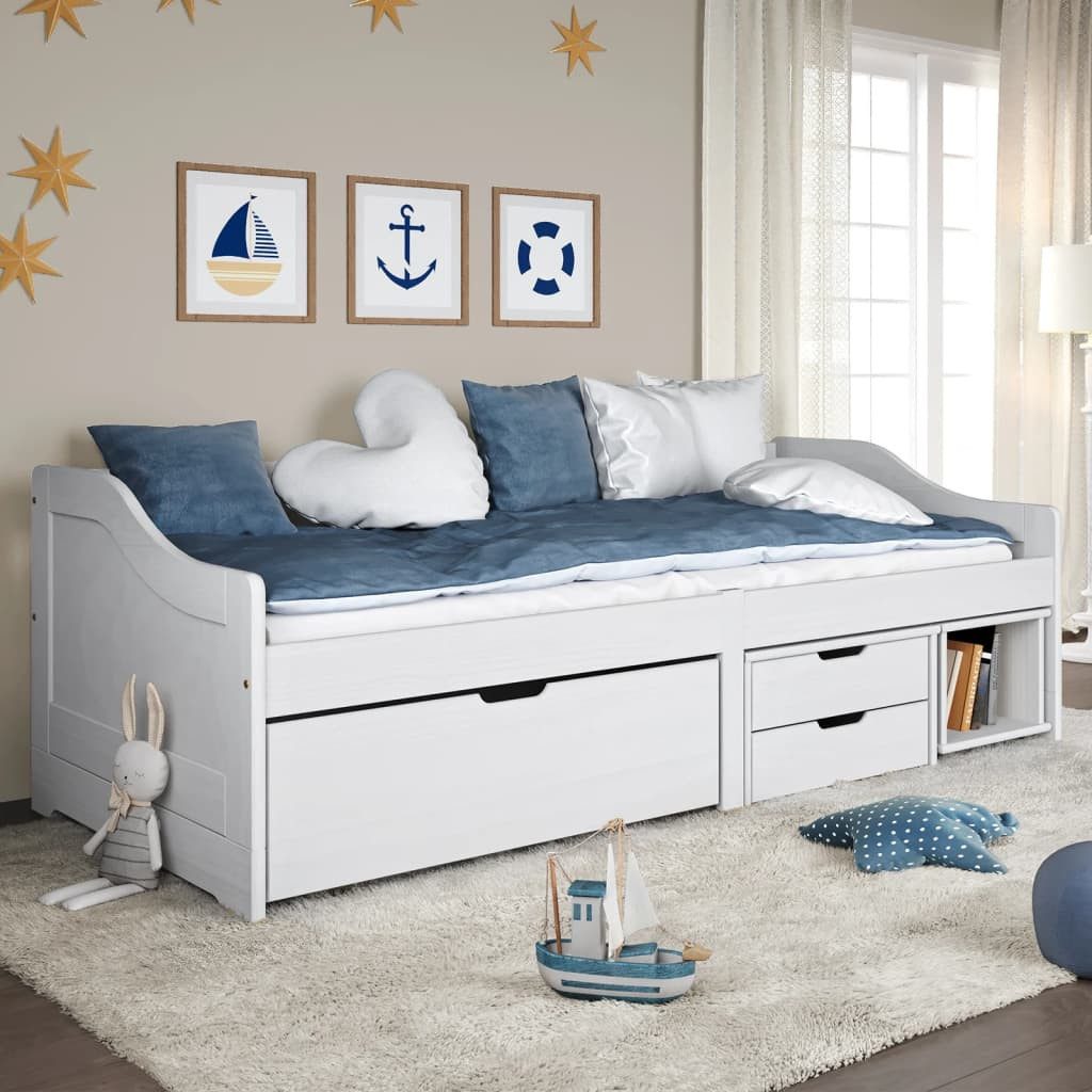 vidaXL Bett Tagesbett mit 3 Schubladen IRUN Weiß 90x200cm Massivholz Kiefer
