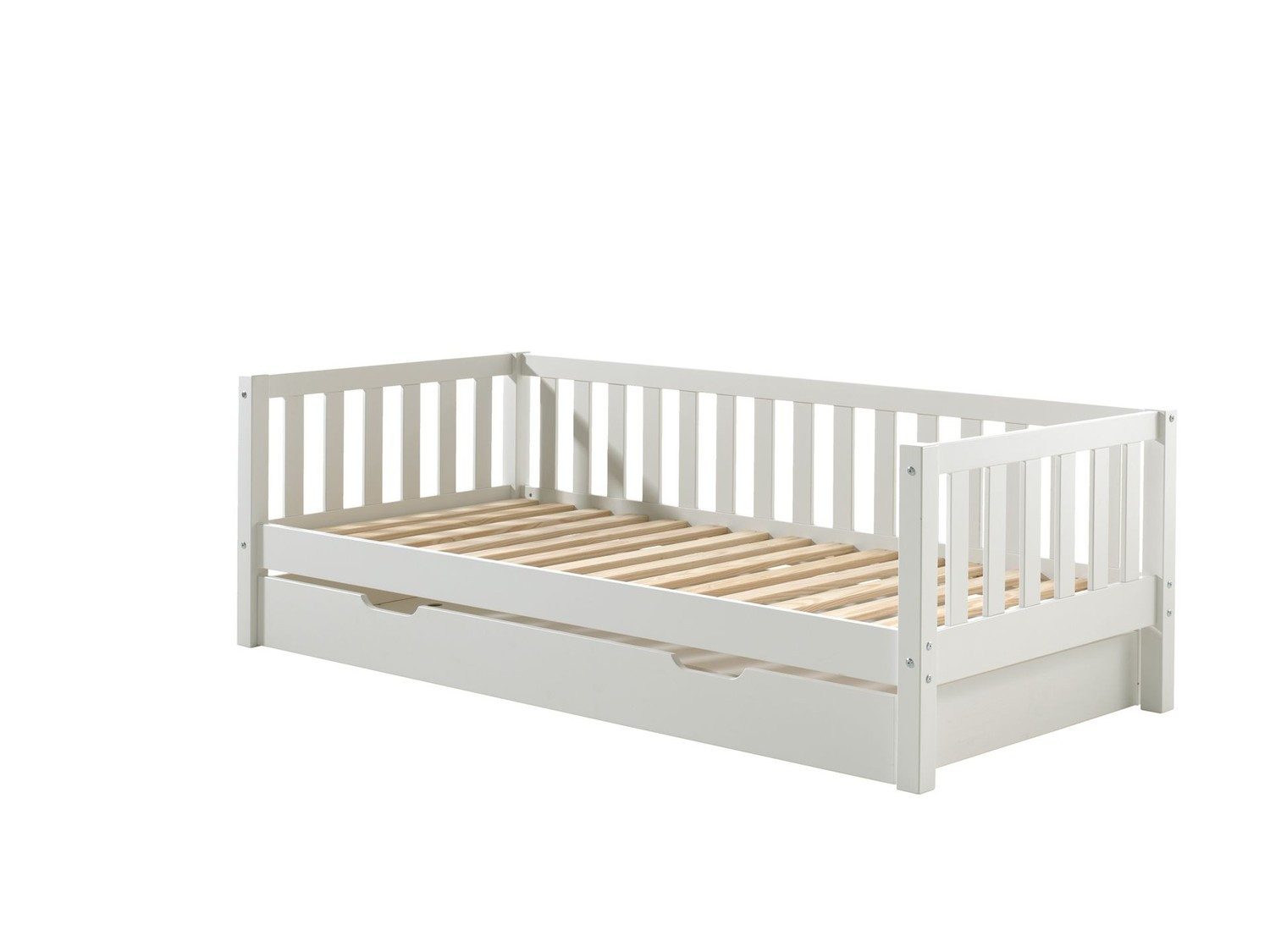 Einzelbett Kojen Bett Fritz 211,2 x 68 x 97,8 cm Bettschublade Kiefer Weiß