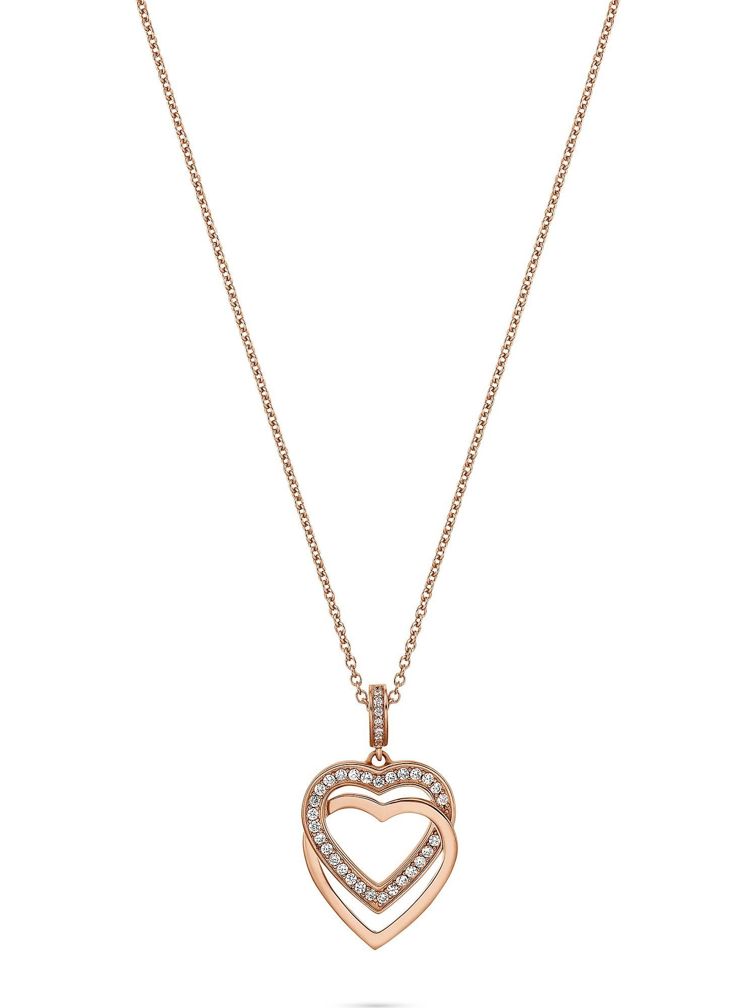 Silberkette JETTE Damen-Kette 925er Silber 39 Zirkonia Herz