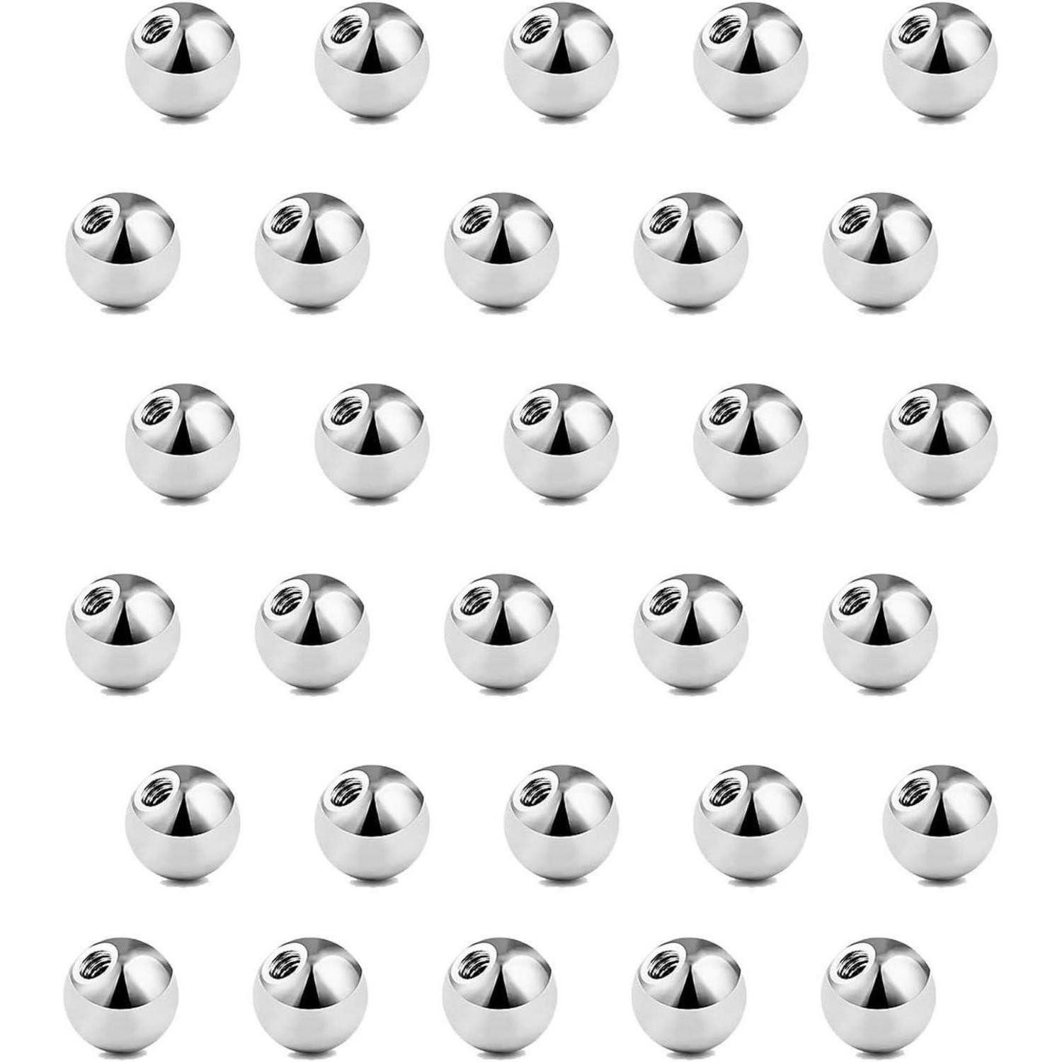 Gojewen Nasenpiercing 30er Piercing Kugeln Silber 3mm Schraubkugel 1,2mm Chirurgenstahl