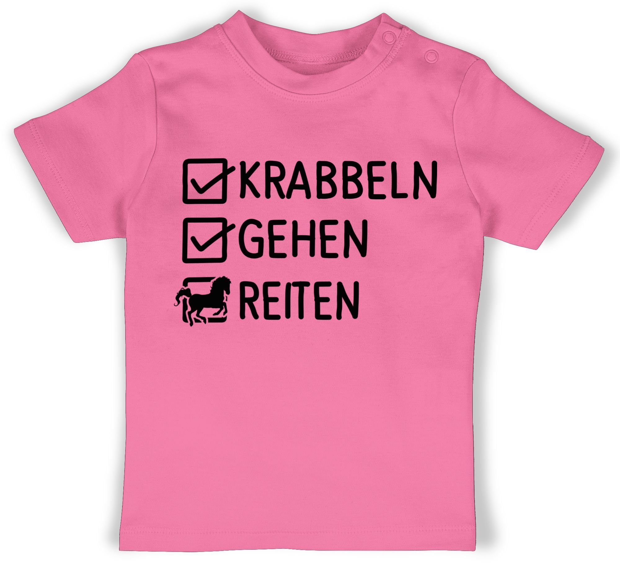 Shirtracer T-Shirt Krabbeln, Gehen, Reiten Pferd 3 Pink