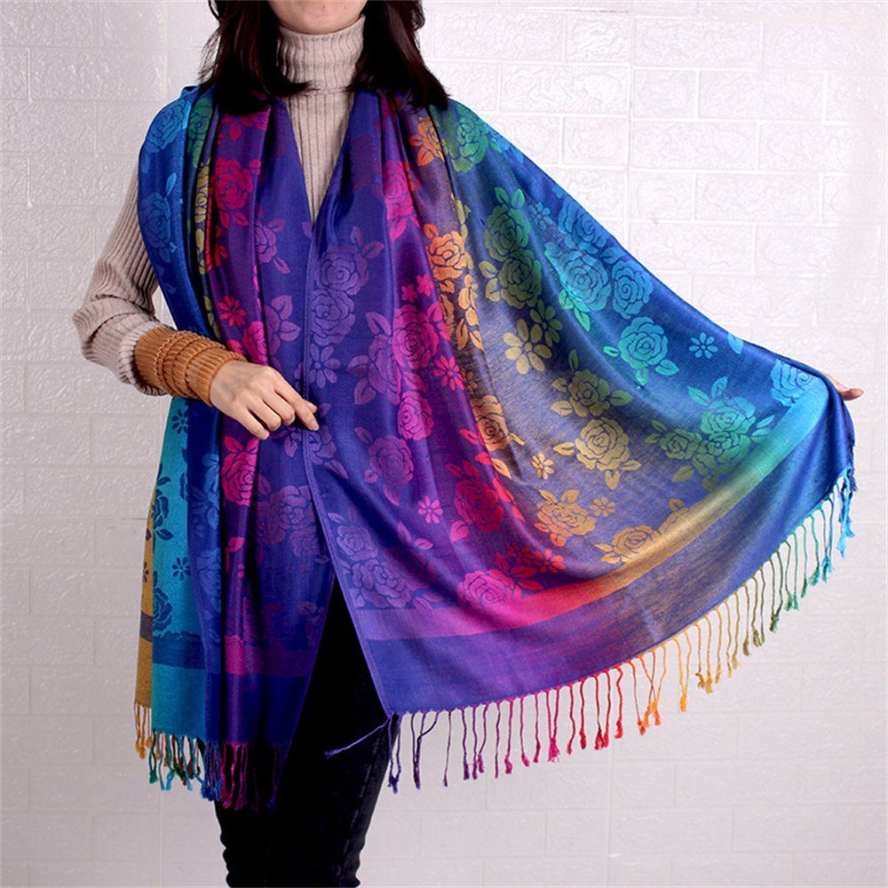 Modeschal Schal BEüACC Twill Baumwolle Damen quadratischen Schal, Stil Ethnischen