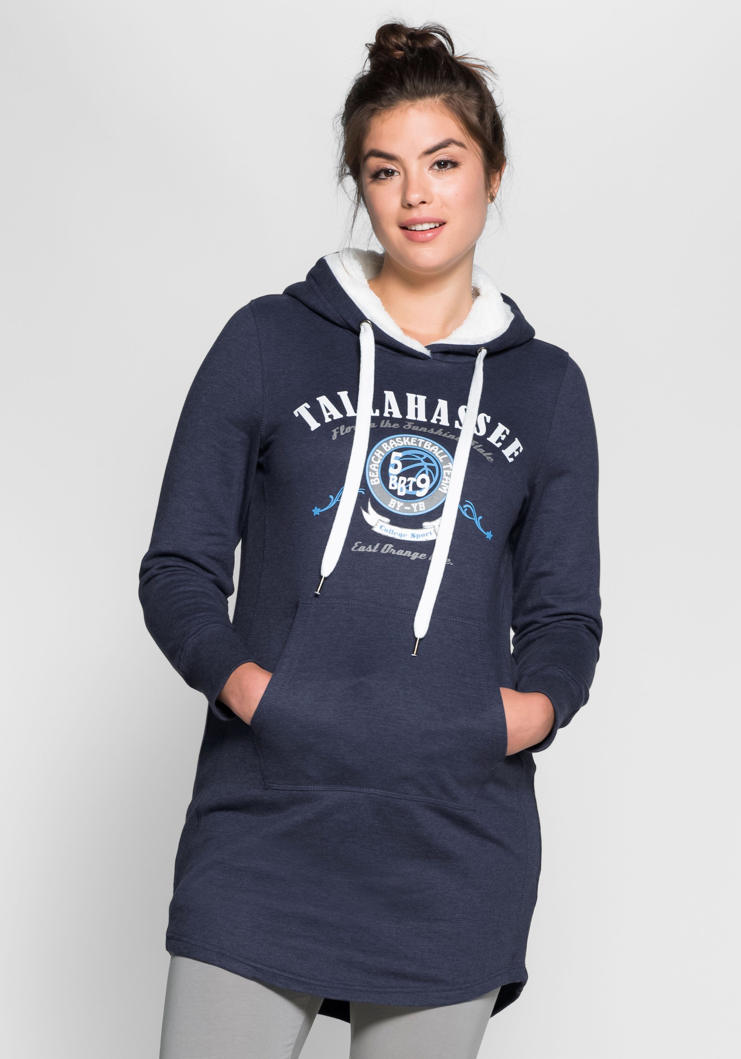 Sheego Sweatkleid Kapuze mit weichem Teddyfutter und ...