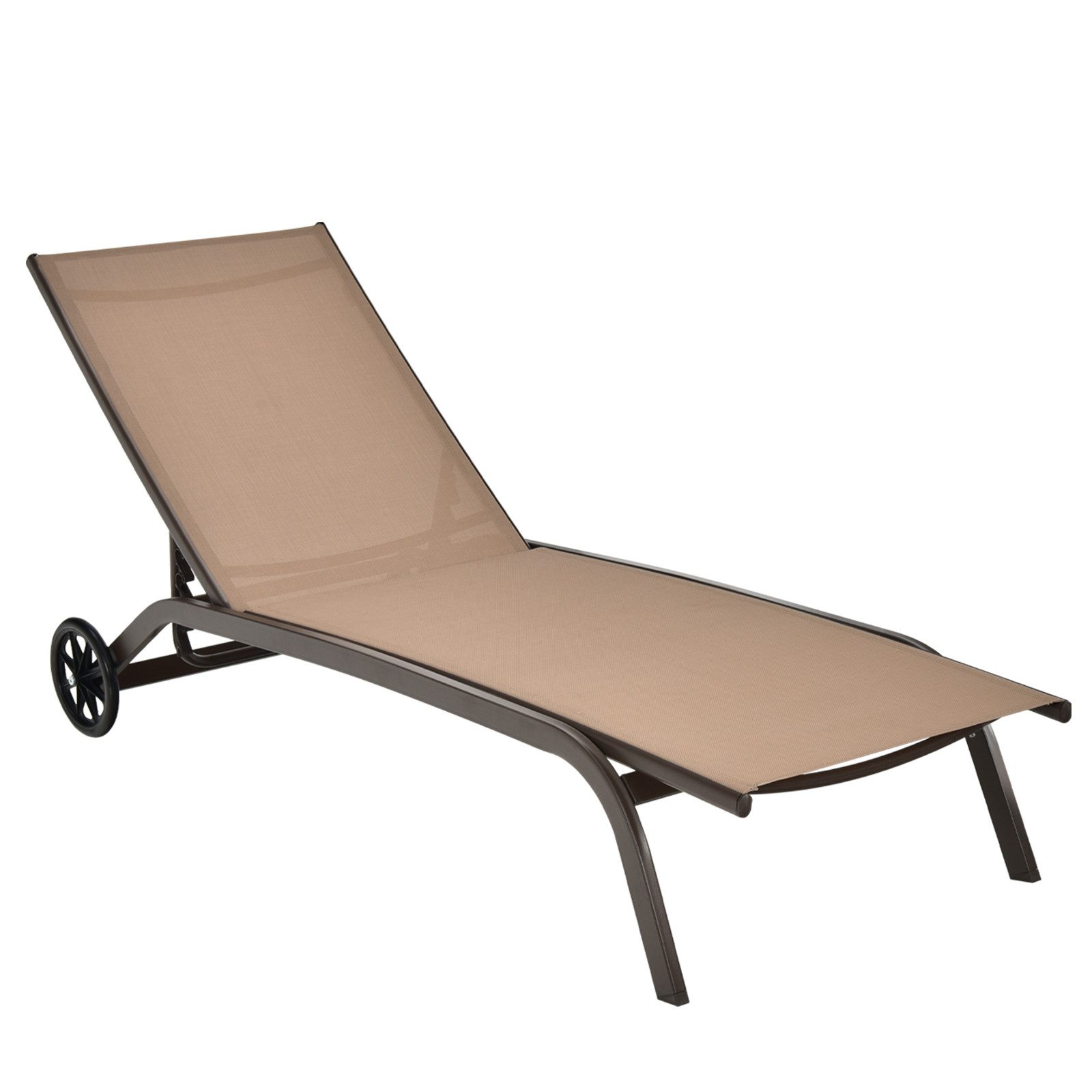 COSTWAY Gartenliege Sonnenliege, mit Rollen, 6-fach verstellbar