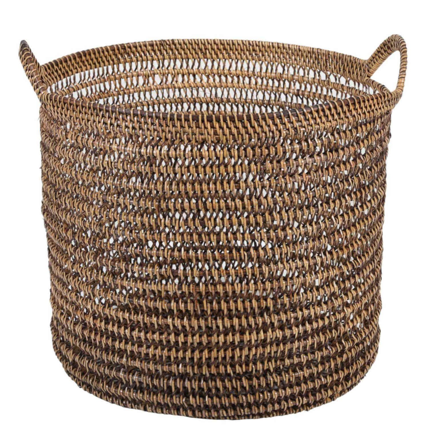 Flechtkorb Rattan Korb Eda Braun mit Henkel