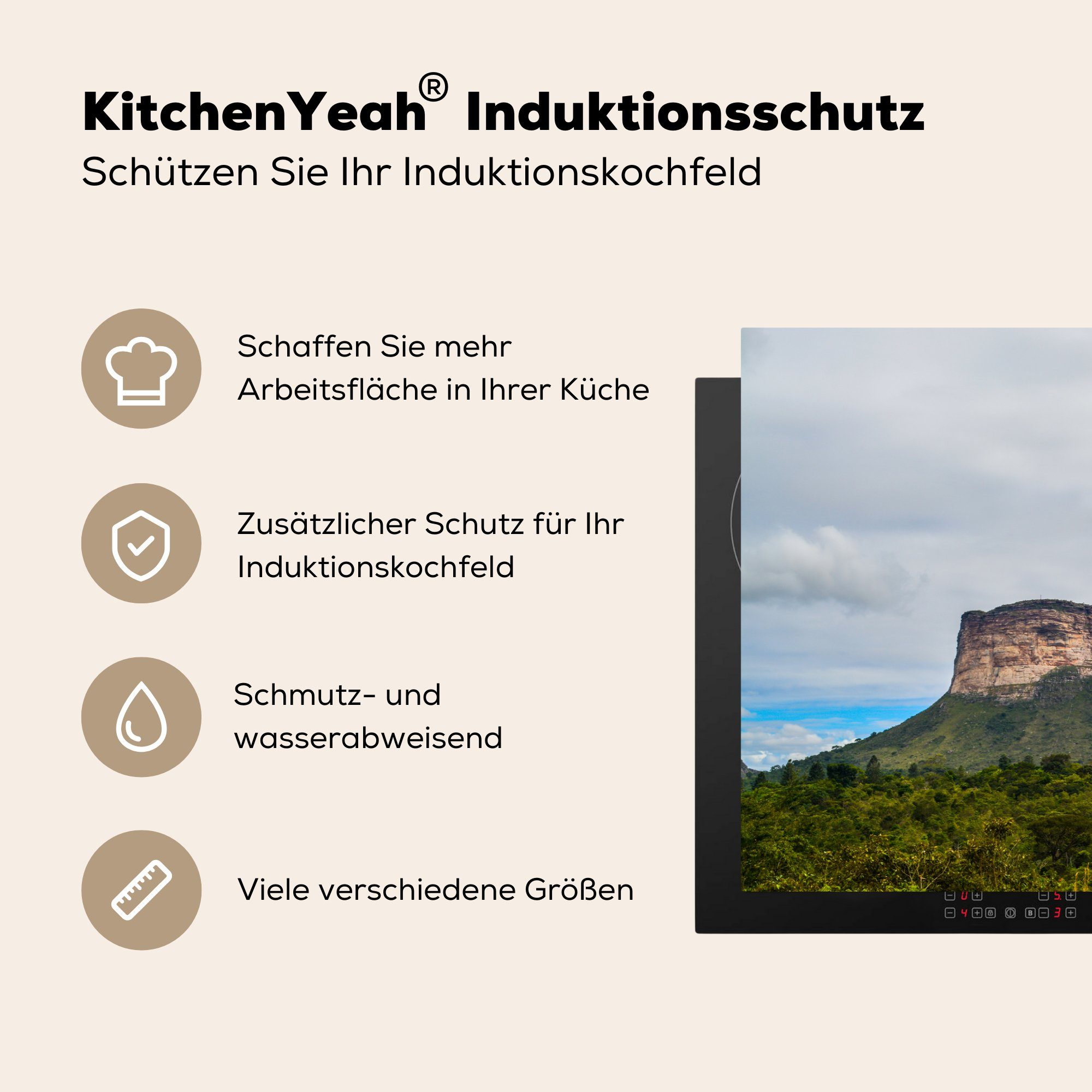 MuchoWow tlg), Induktionskochfeld Schutz für Ceranfeldabdeckung küche, die Herdblende-/Abdeckplatte 81x52 Vinyl, (1 cm, d,