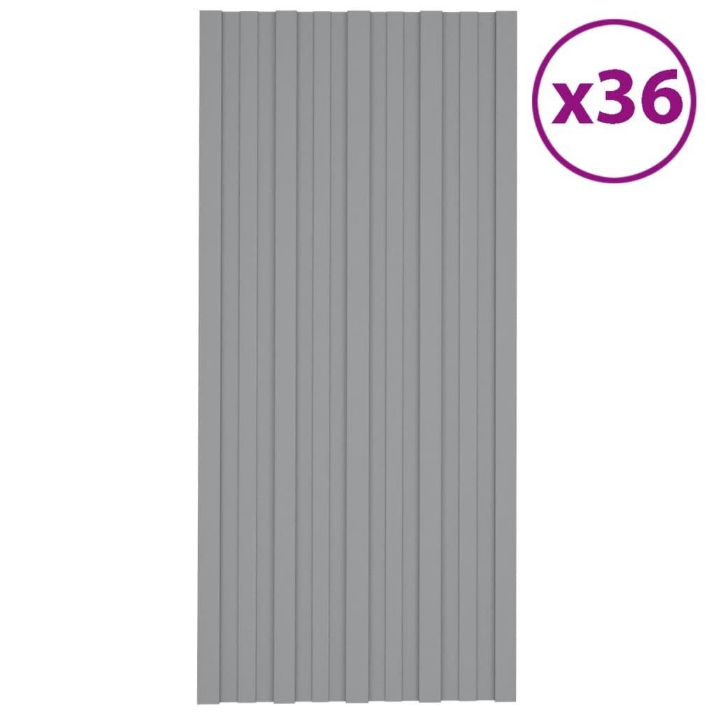 vidaXL Deckenplatten Dachpaneele 36 Stk. Verzinkter Stahl Grau 100x45 cm, (36-tlg)