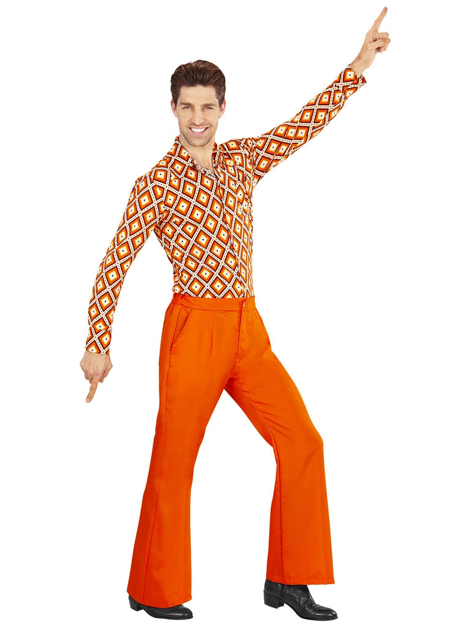 Widdmann Hippie-Kostüm 70er Herrenhose orange, Für Schlager- und Mottoparty günstig online kaufen