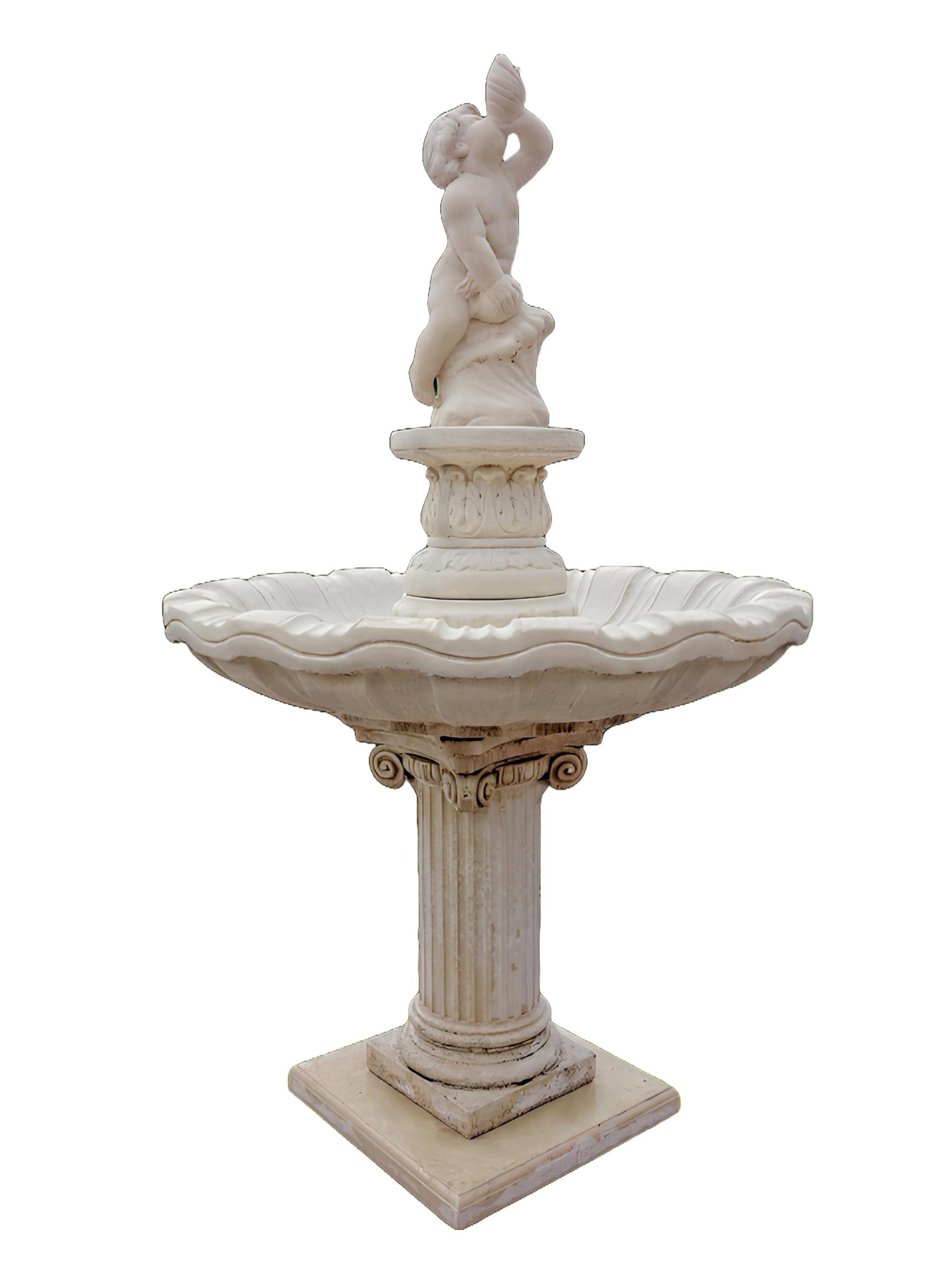 Xlmoebel Gartenbrunnen Brunnen Branco aus Steinguss mit eleganter Fontäne, (Artikel 1084), Hergestellt in Europa