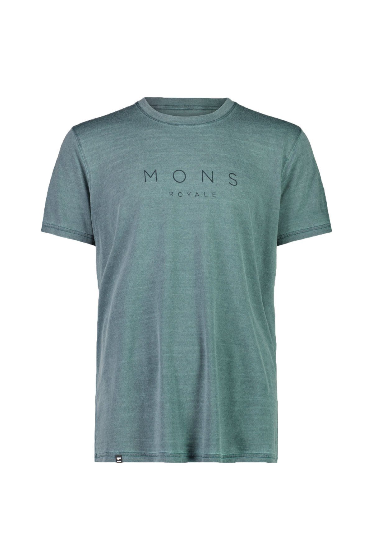 Mons Royale T-Shirt Mons Royale M Zephyr T-shirt Herren Kurzarm-Shirt Burnt Sage - Mons Fine Logo