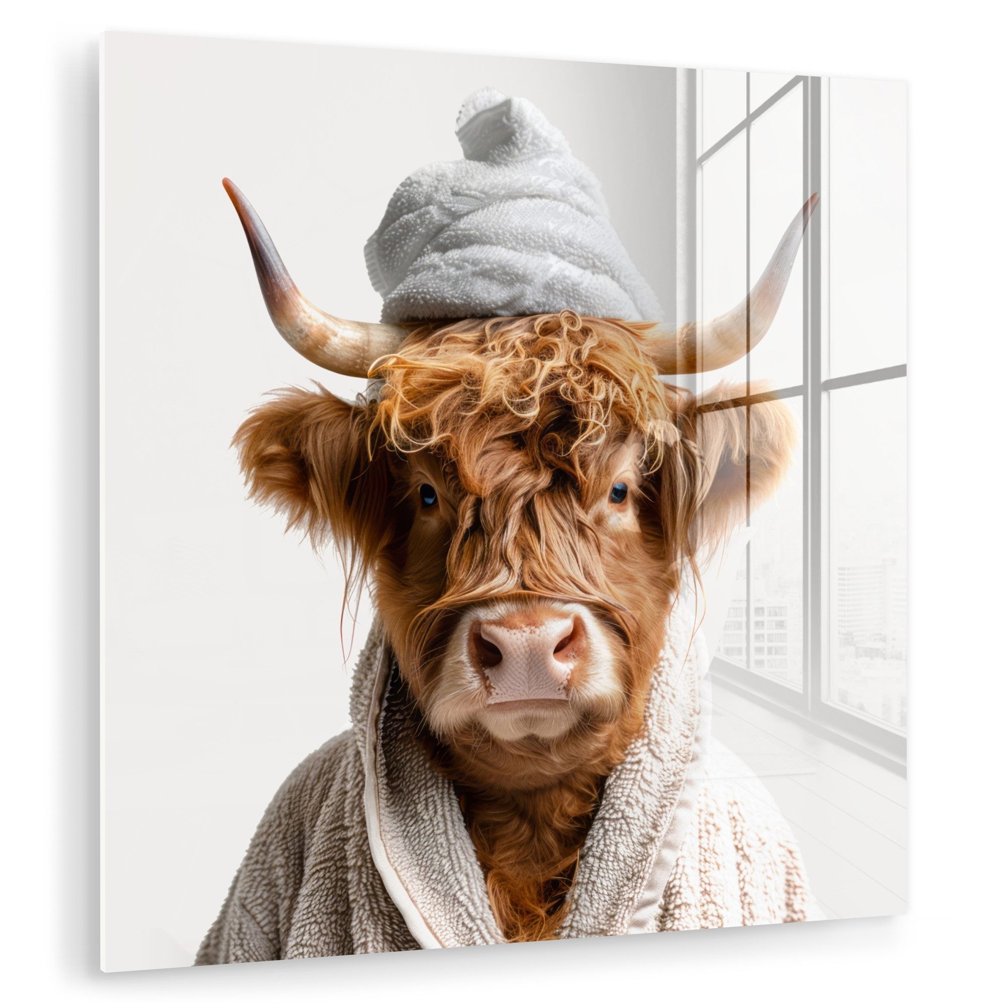 MuchoWow Acrylglasbild Schottischer Highlander - Bademantel günstig online kaufen