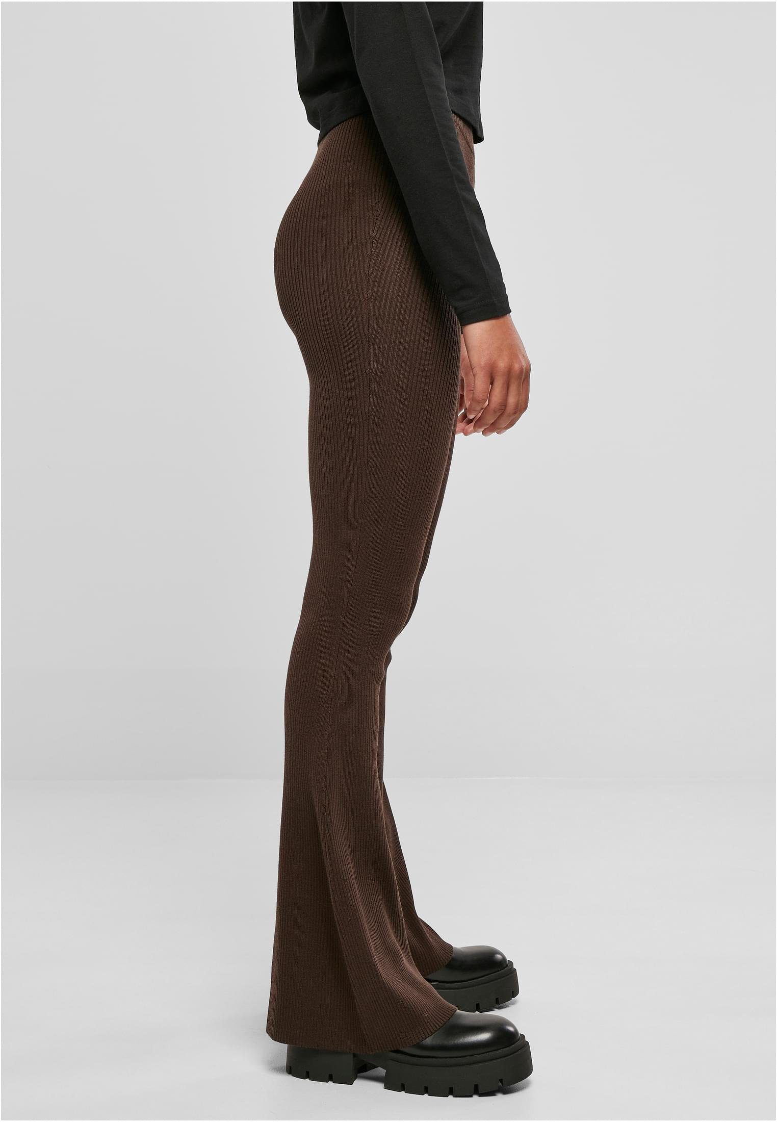 Knit Leggings Leggings brown URBAN (1-tlg) Bootcut CLASSICS Damen Ladies Rib