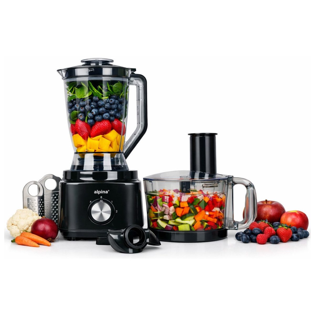 Standmixer alpina Küchenmaschine FP413GS - Mixer Smoothie Maker 1.8L