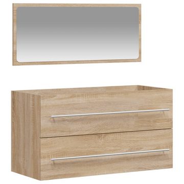 vidaXL Badezimmer-Set Badschrank mit Spiegel Sonoma-Eiche Holzwerkstoff, (1-St)