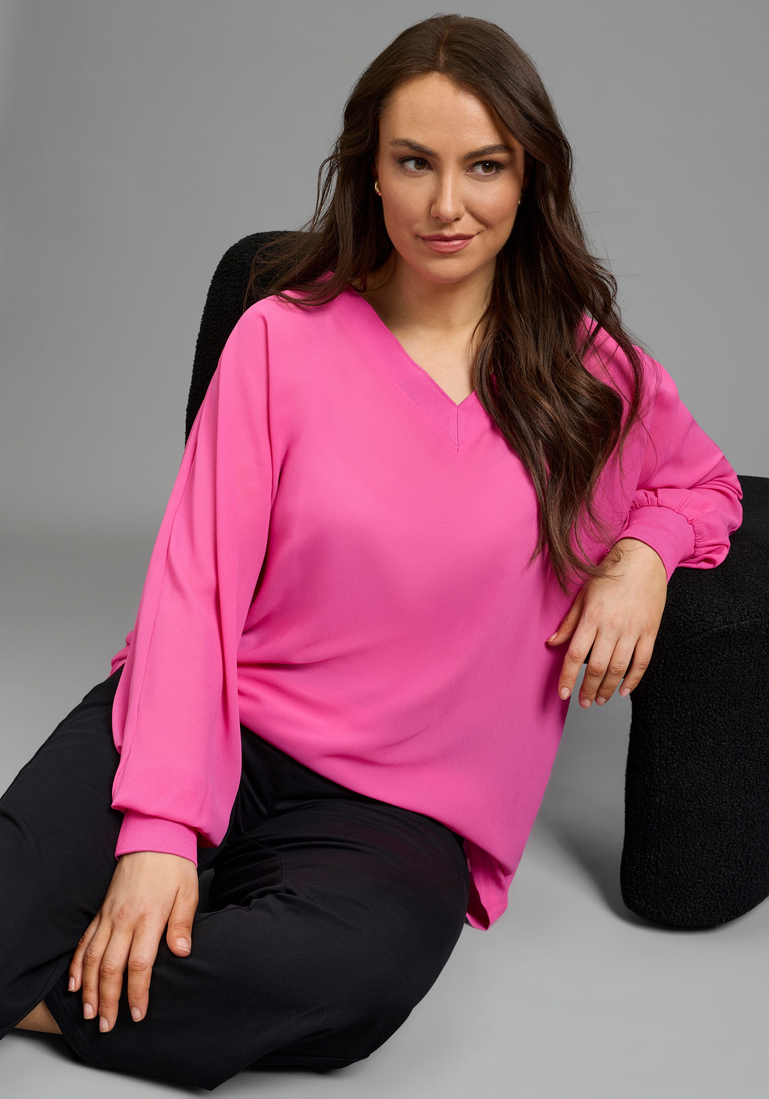 Laura Scott CURVE Shirtbluse mit sportivem Rippenbündchen