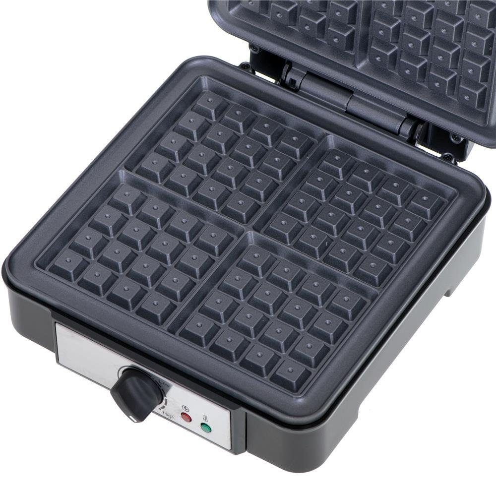 ADLER EUROPE Waffeleisen AD 3049 großes belgisches Waffeleisen mit tiefen Platten für 4 Waffeln, 1800 W, XL Waffle Maker, Temperaturegelung, antihaftbeschichtet – Bild 4 von 5