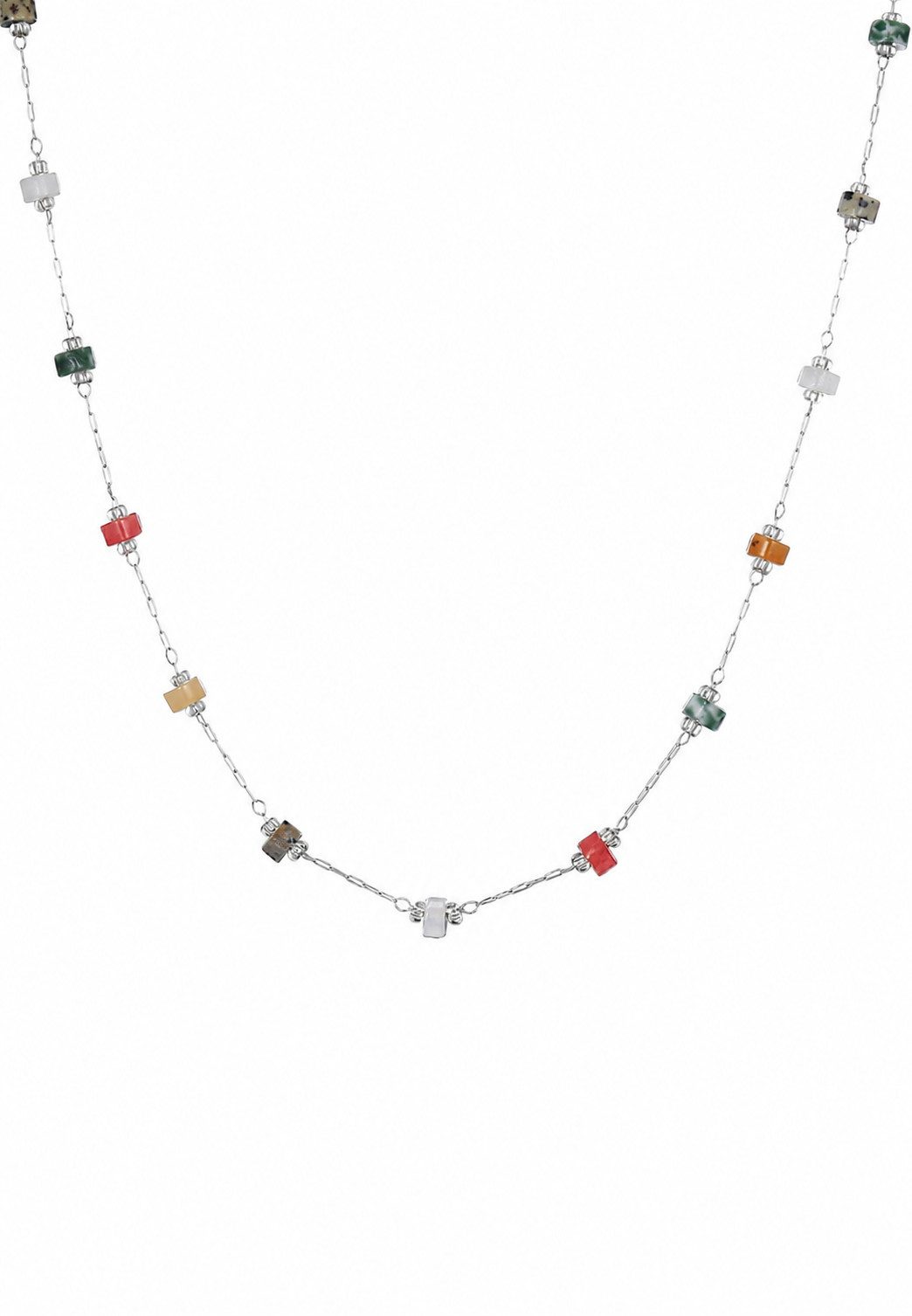 Hey Happiness Collier Erde Glow, mit Charms in Naturtönen, Moderne Kugelkette Damen aus Edelstahl, für Layering Looks