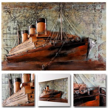 Home4Living Metallbild Wandbild 3D Metallbild 120x80cm handmade, Vessel Rusty gold, 3D Effekt